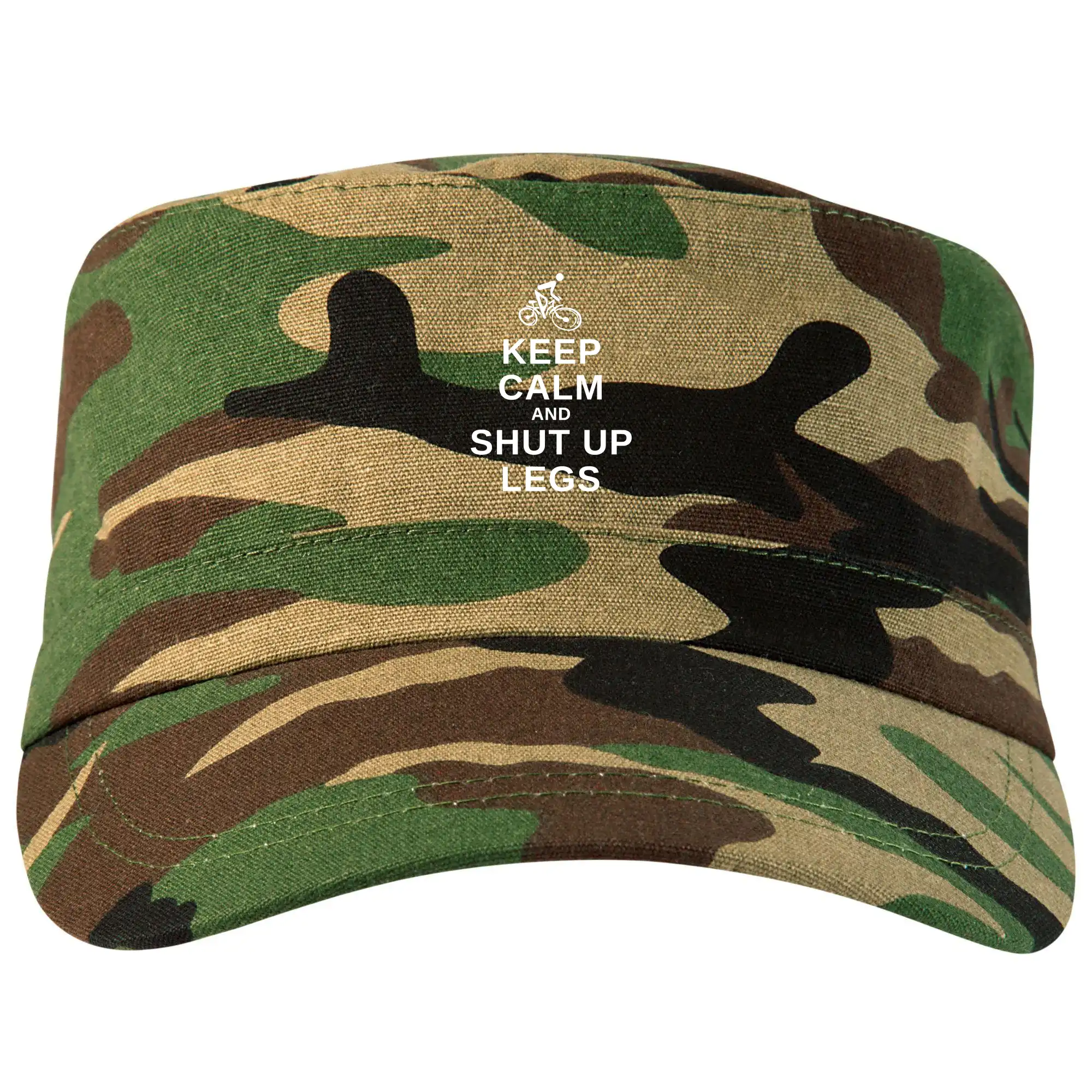 Tričko ako darček pre cyklistu - Keep calm and shut your legs - Šiltovka CAMO