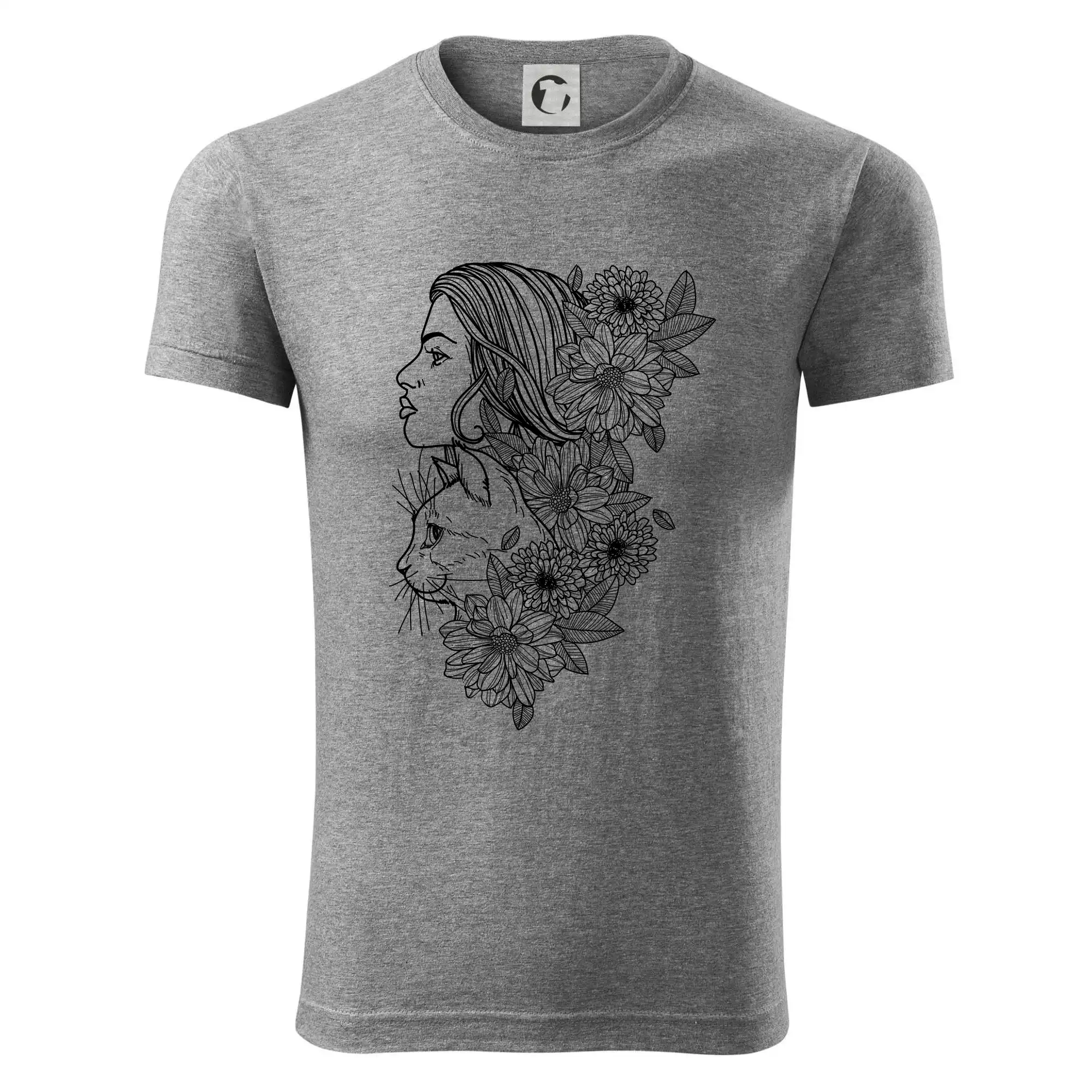 Žena a kočka - kreslená