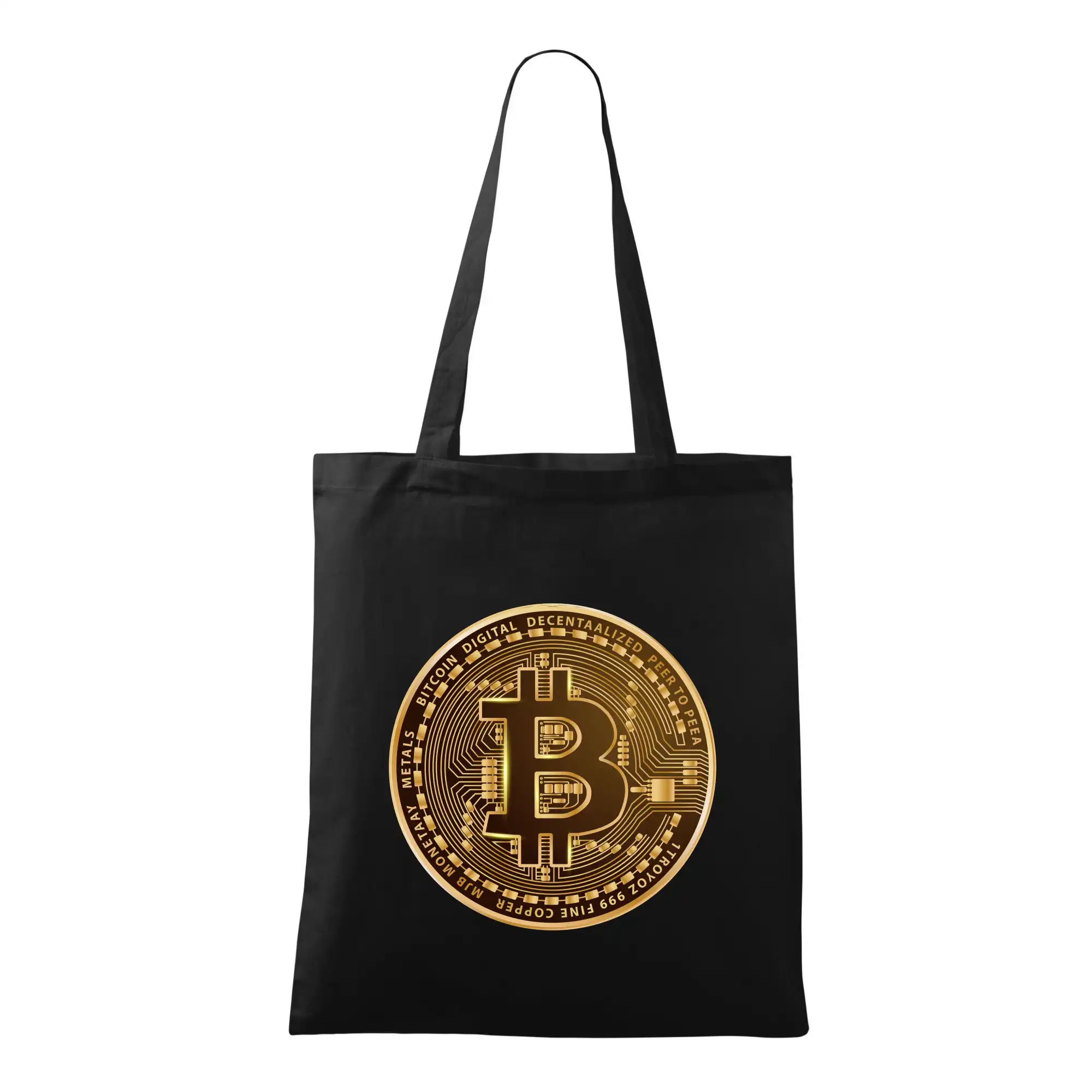 Bitcoin zlatá minca guľatá - Taška bavlnená