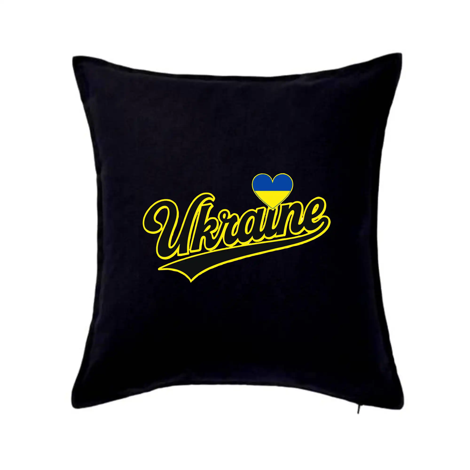 Tričká s vlajkou ukrajiny - Ukraine - nápis čierny - Vankúš 50x50