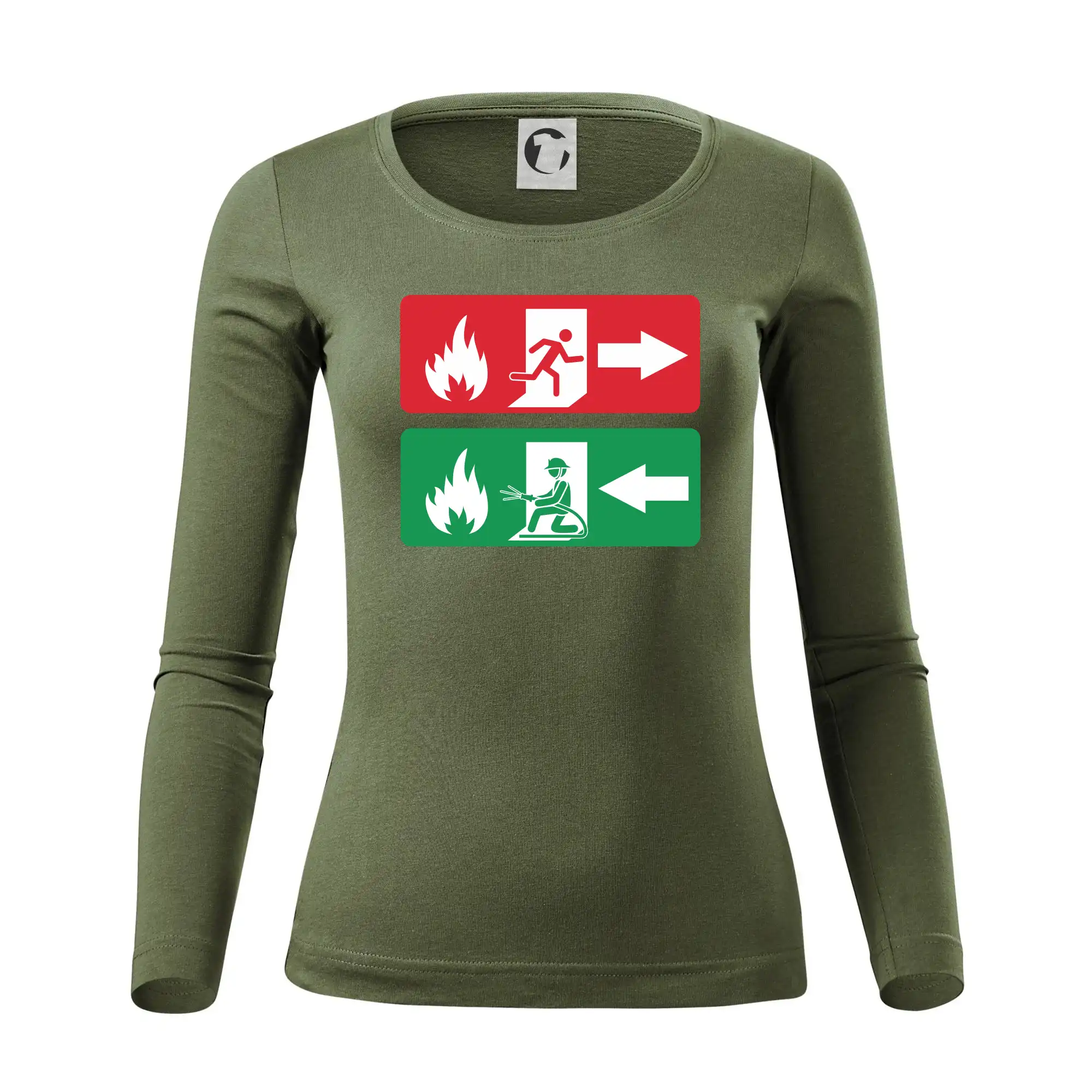 Originálne tričká pre hasičov - Lidé utíkají, hasiči přibíhají - Dámske tričko FIT-T LS - zužené