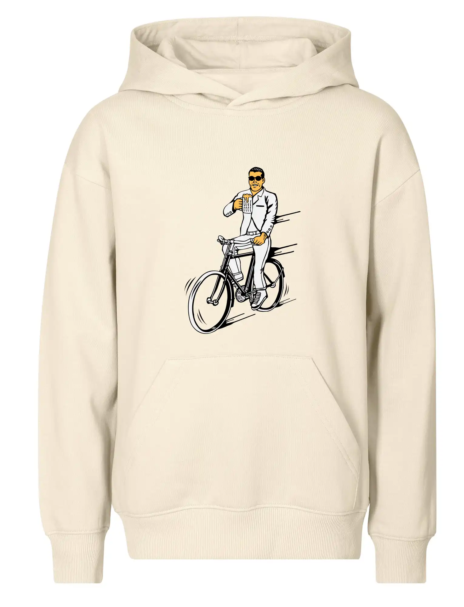 Gentleman na bicykli s pivom