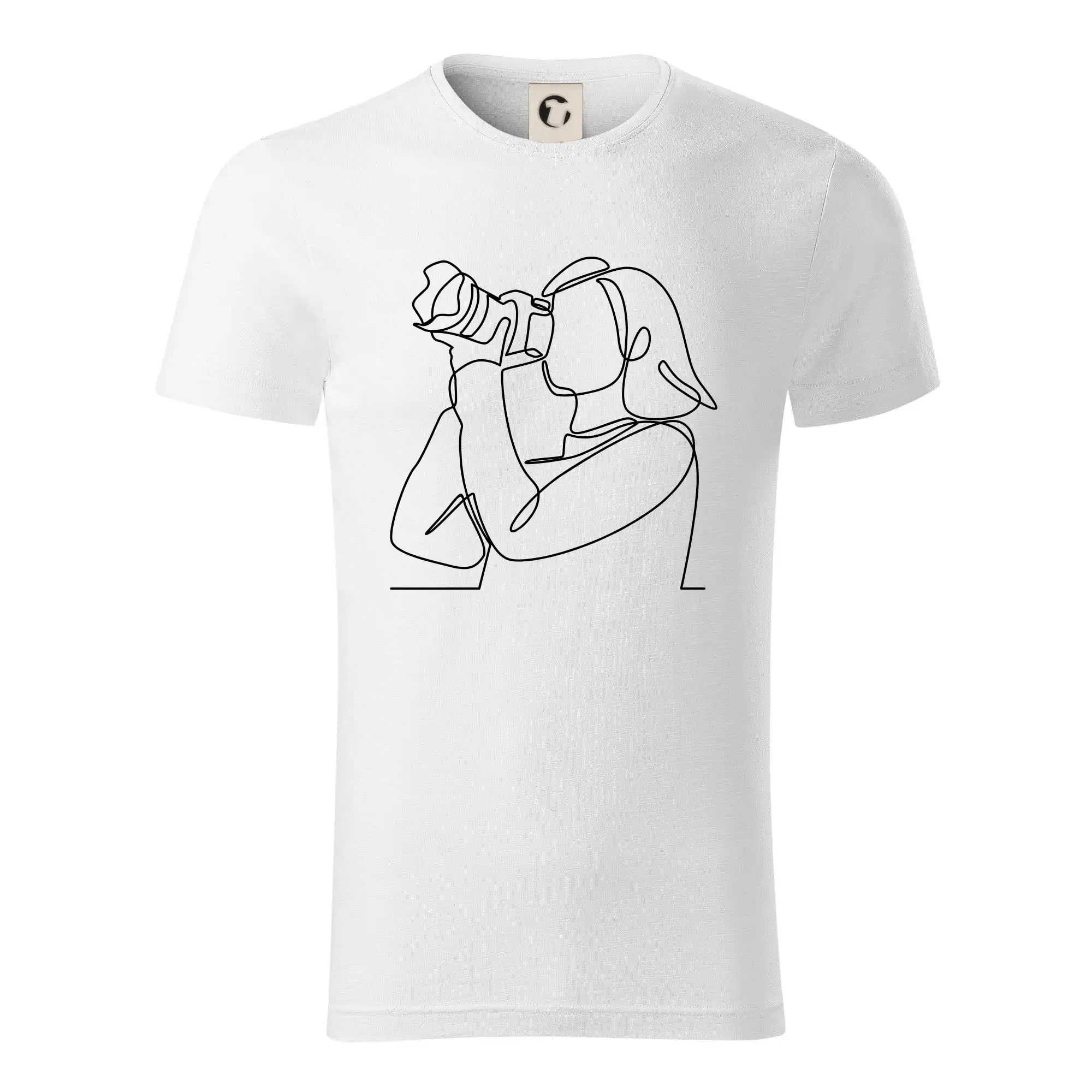 Tričká a mikiny s obrázkami jedným ťahom - Fotografka stojaca jedným ťahom - Tričko z organickej bavlny