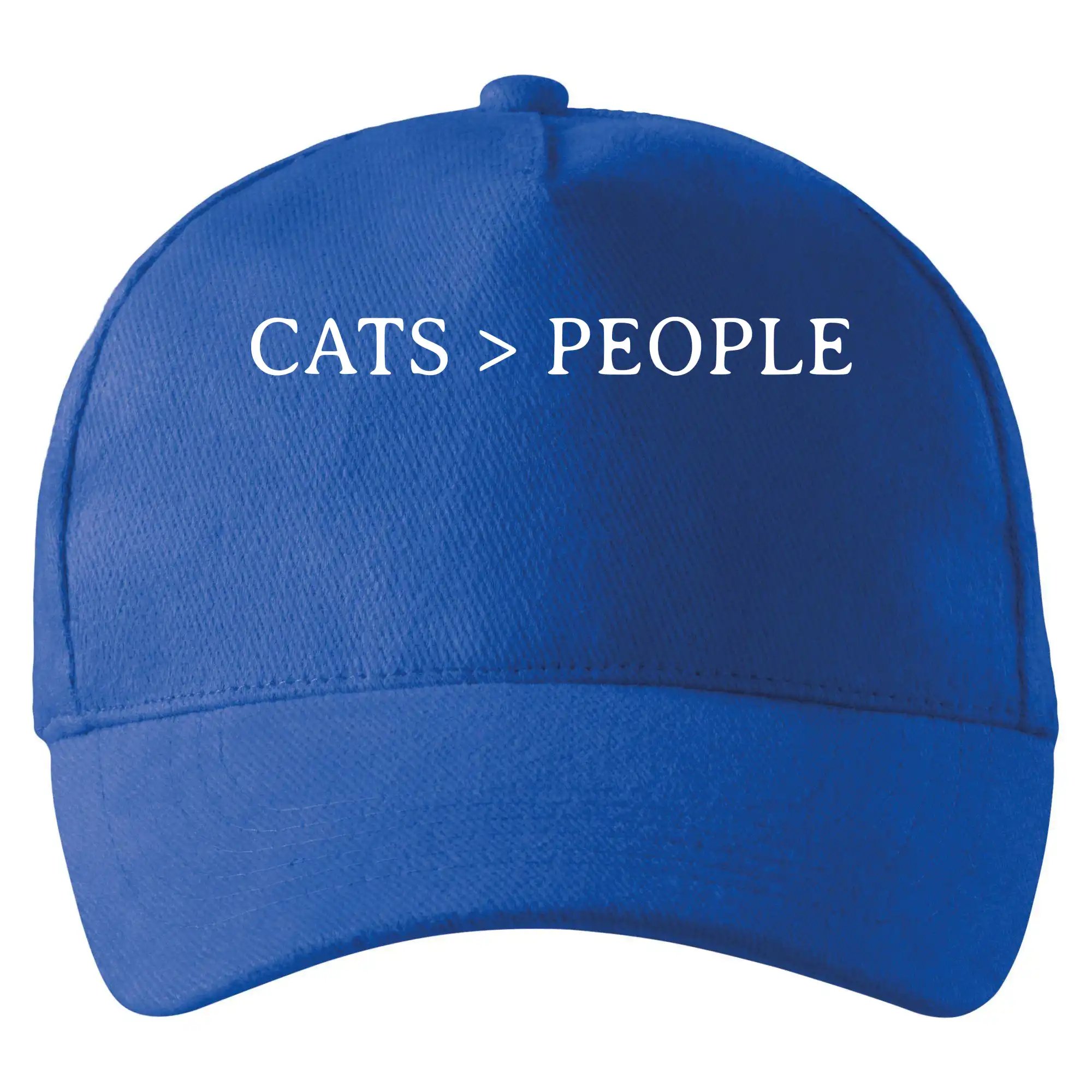Vtipná tričká s mačkou - Cats > people - Šiltovka so zahnutým šiltom a mosaznou sponou