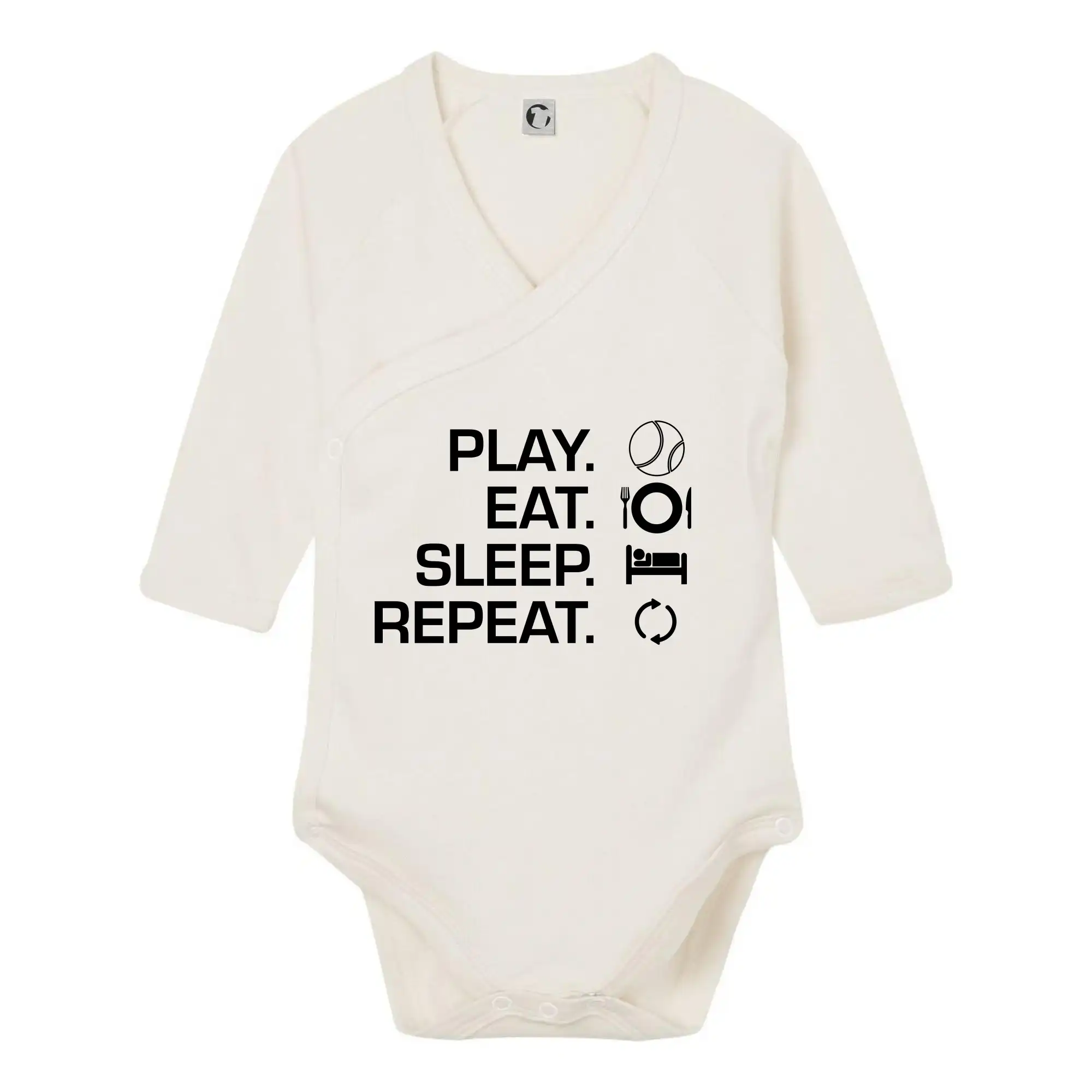 Tričká na tenis - Play Eat Sleep Repeat tenis - Body zavinovacie s dlhým rukávom