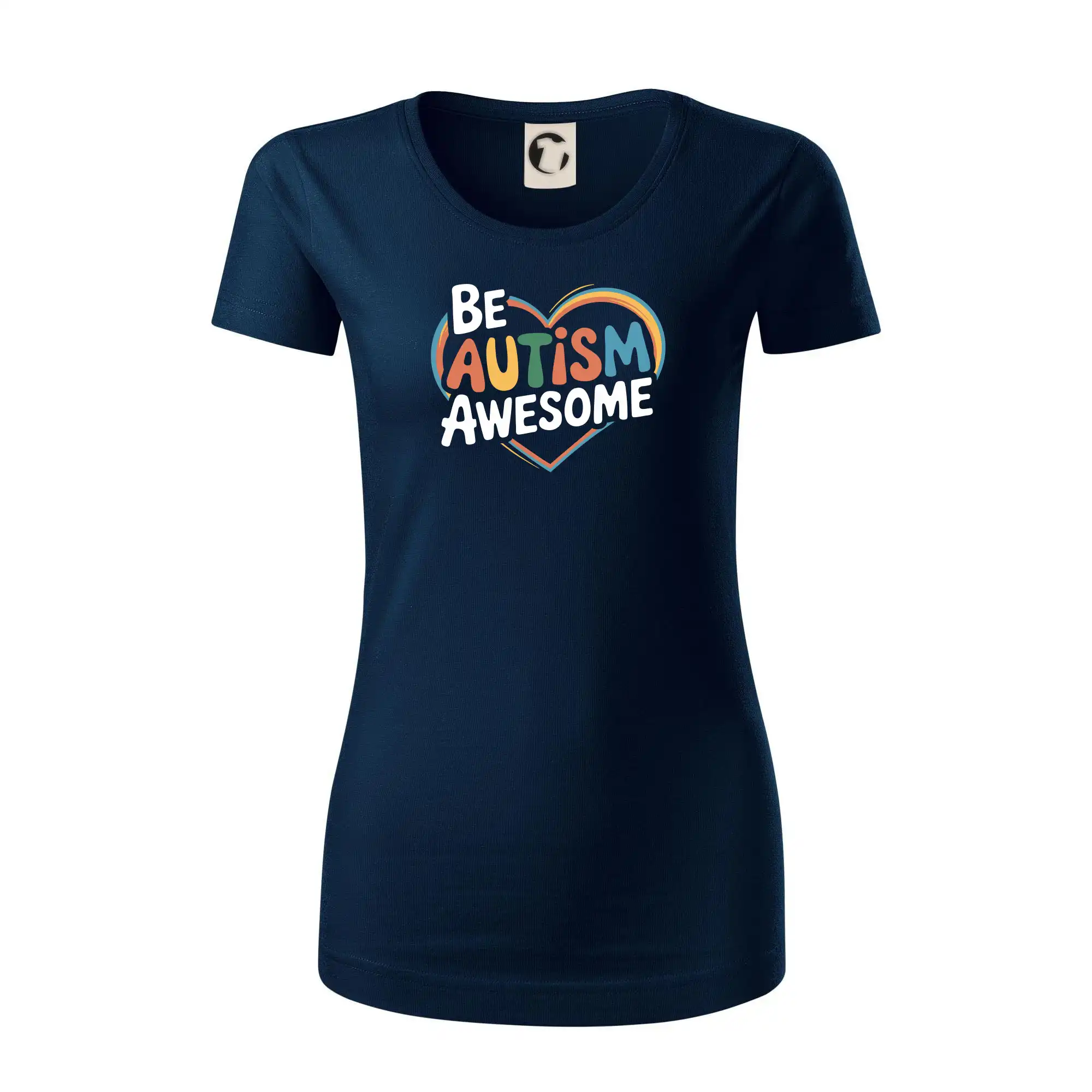 Tričká a mikiny pre autistov - Be autism awesome srdce - Dámske tričko z organickej bavlny Origin (GOTS)