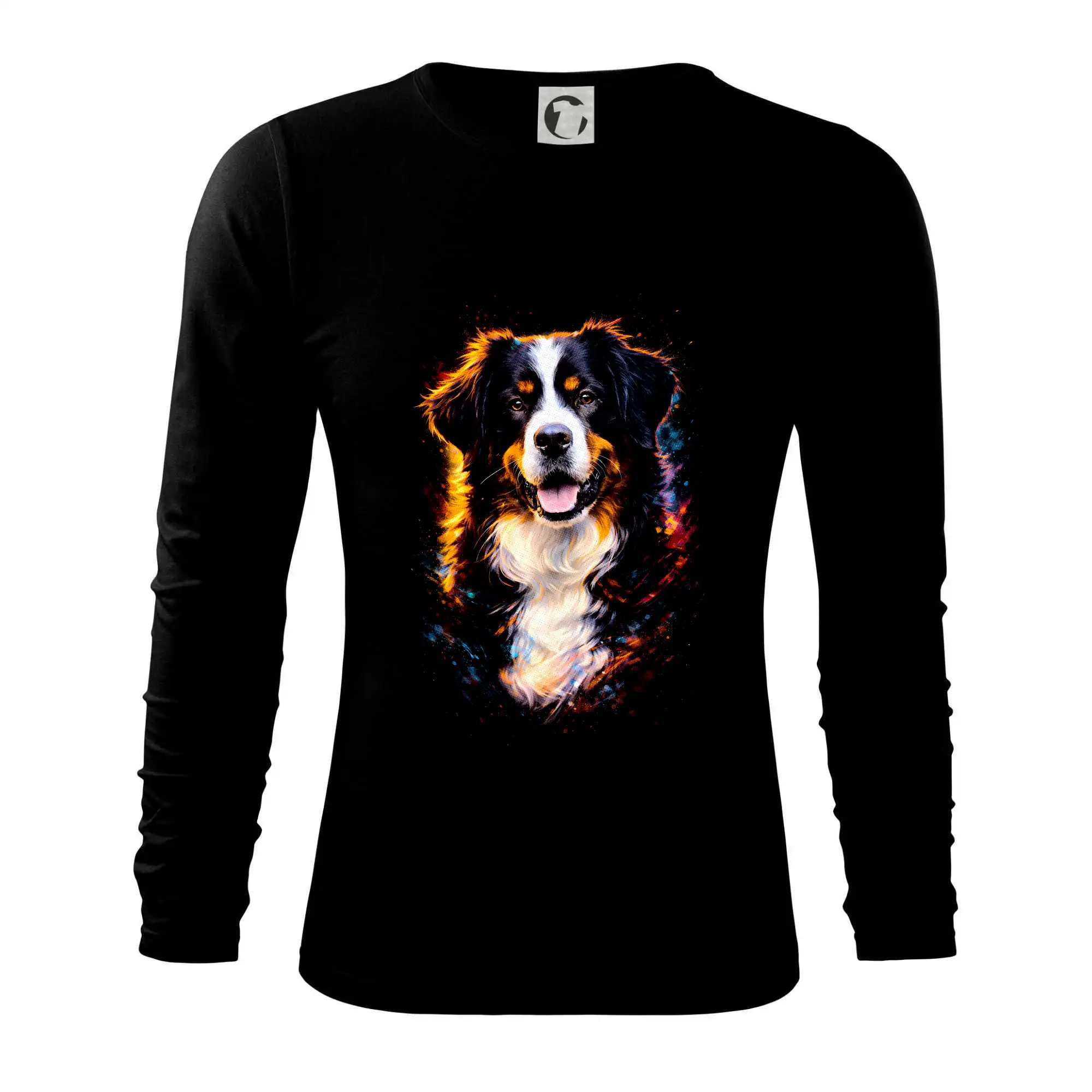 Bernský salašnícky pes na tričku - Obrázok poltón Bernský salašnícky pes hlava - Tričko s dlhým rukávom FIT-T long sleeve