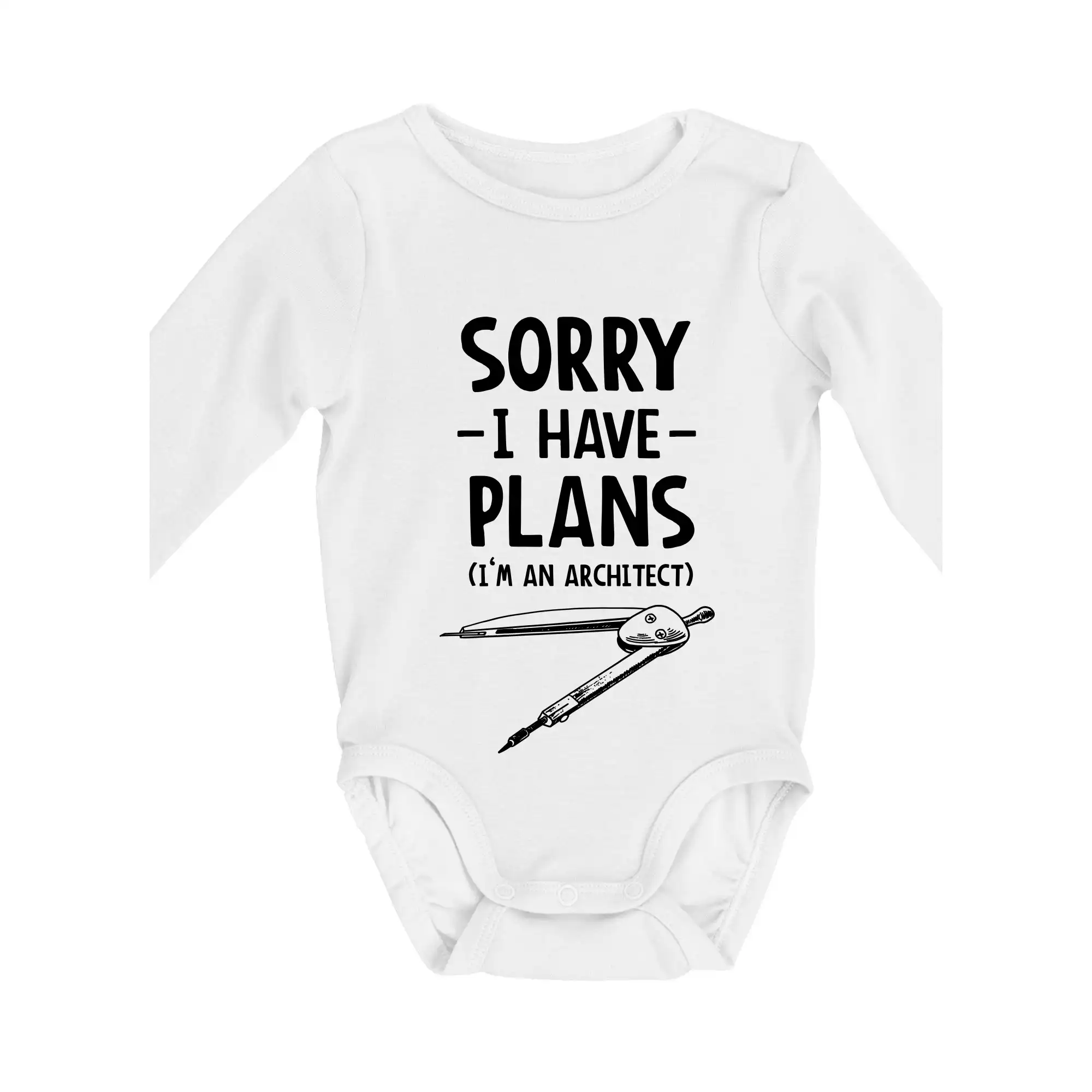Vtipné tričká do práce - Sorry I have plans - architect - Body dojčenské s dlhým rukávom