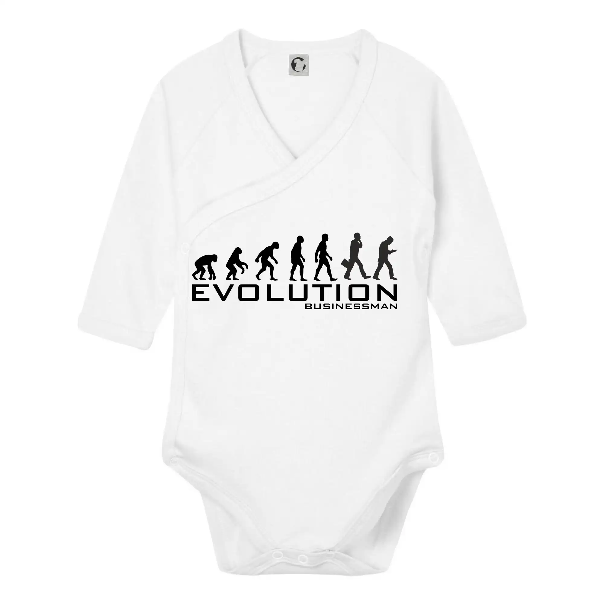 Tričká s potlačou evolúcia - Evolúcia Businessman - Body zavinovacie s dlhým rukávom