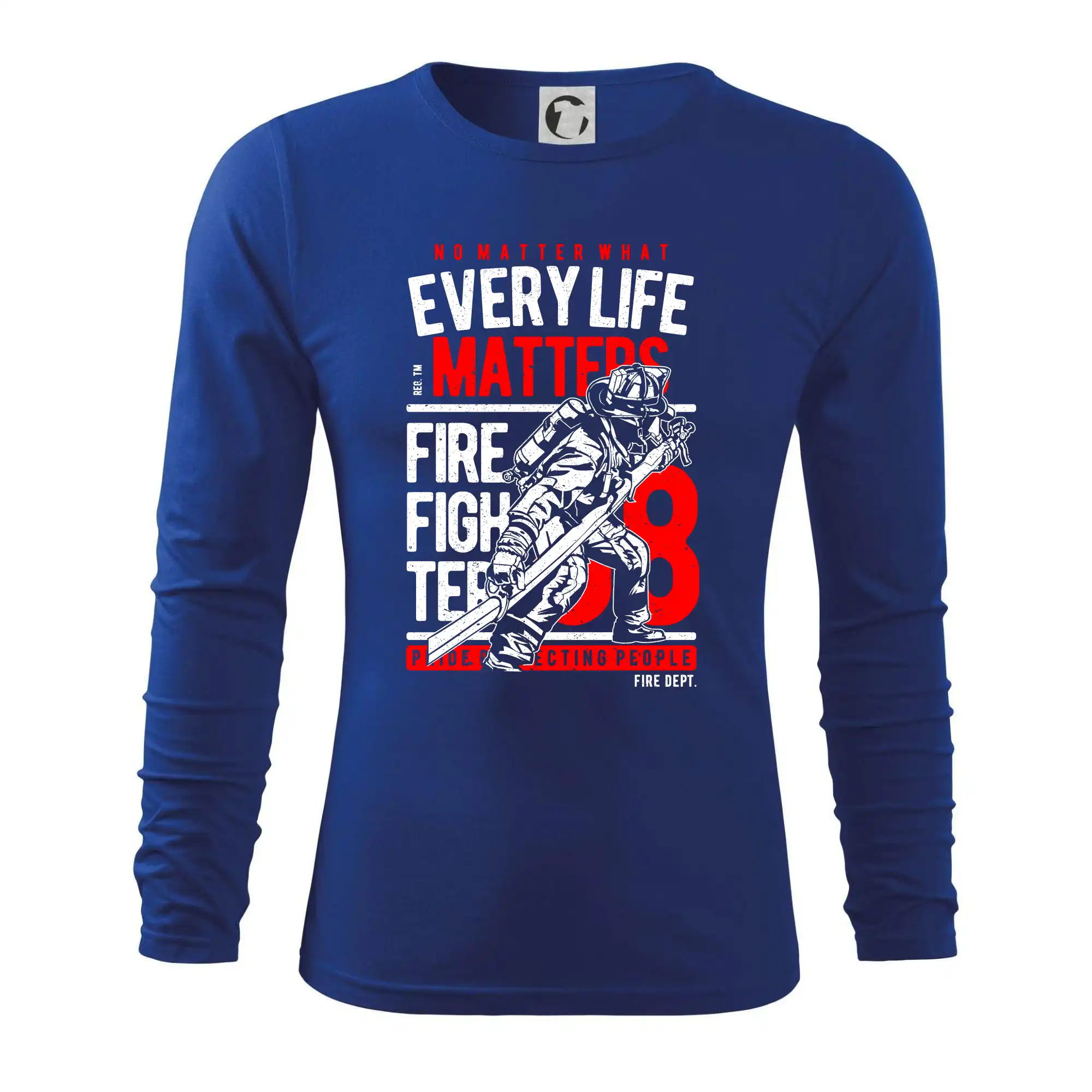 Originálne tričká pre hasičov - Every Life Matters - Tričko s dlhým rukávom FIT-T long sleeve
