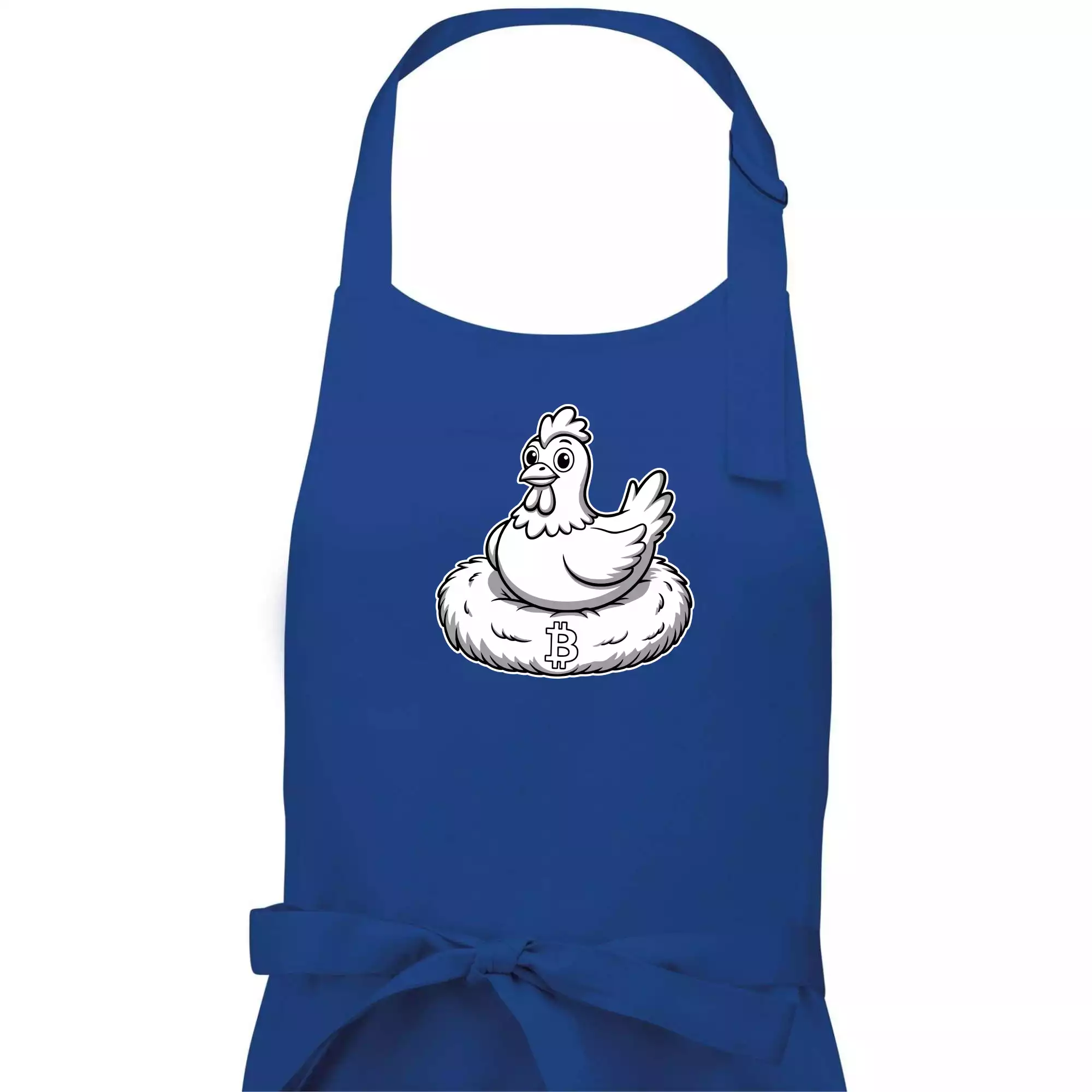 Kuře sedící na bitcoinovém hnízdě