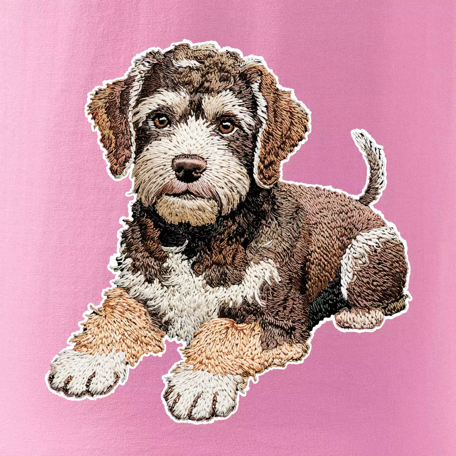 Lagotto romagnolo ležicí vyšívaný na prsu