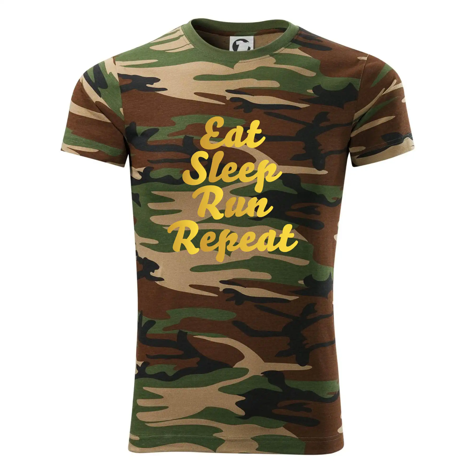 Tričká pre bežcov - Eat sleep run zlatá - Army CAMOUFLAGE