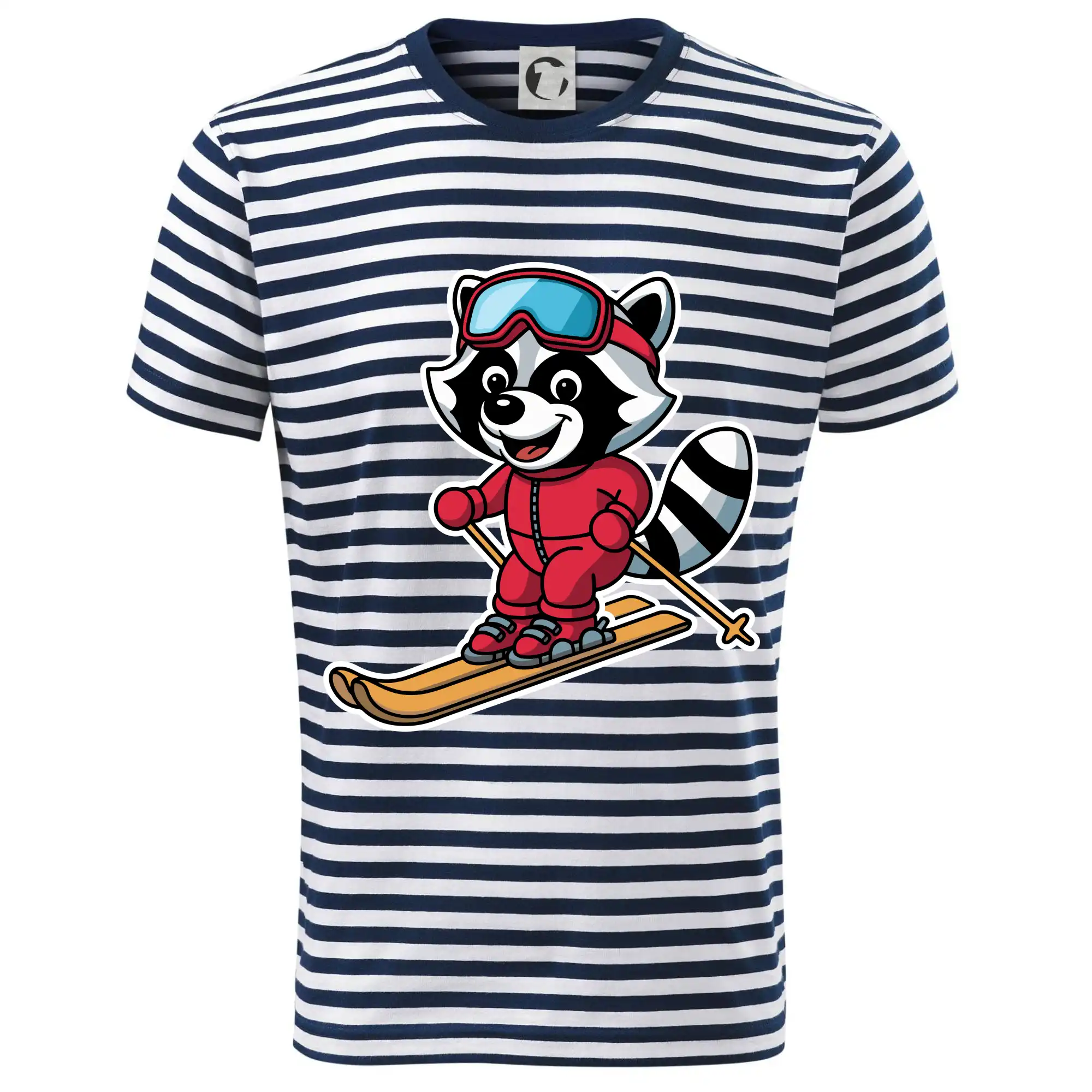 Tričká so zvieratami - Mýval na lyžiach - kreslený - Dětské triko na vodu