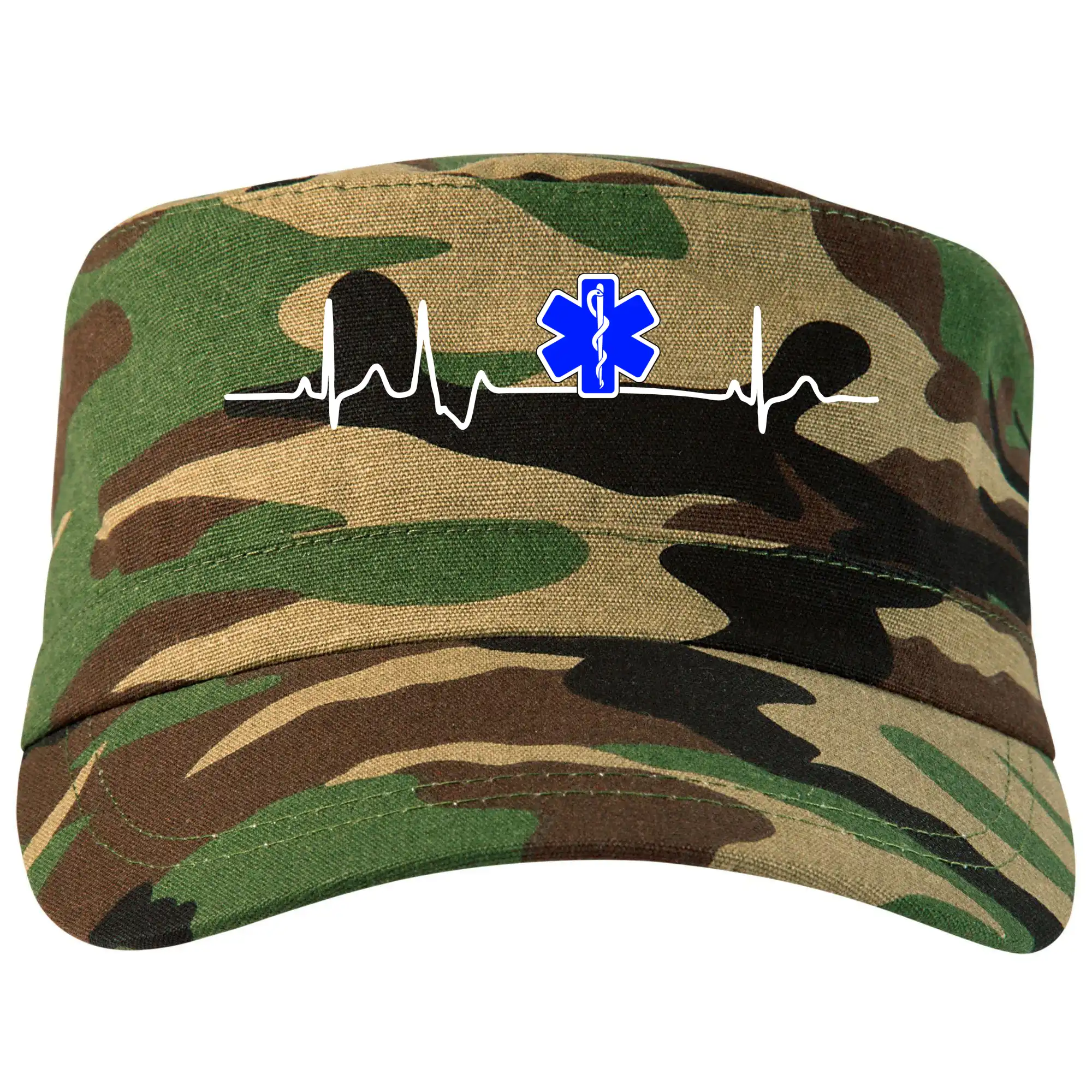 Tričká a mikiny pre záchranárov a lekárov - Kvalitné oblečenie pre zdravotníkov - EKG rescue modrá hviezda - Šiltovka CAMO