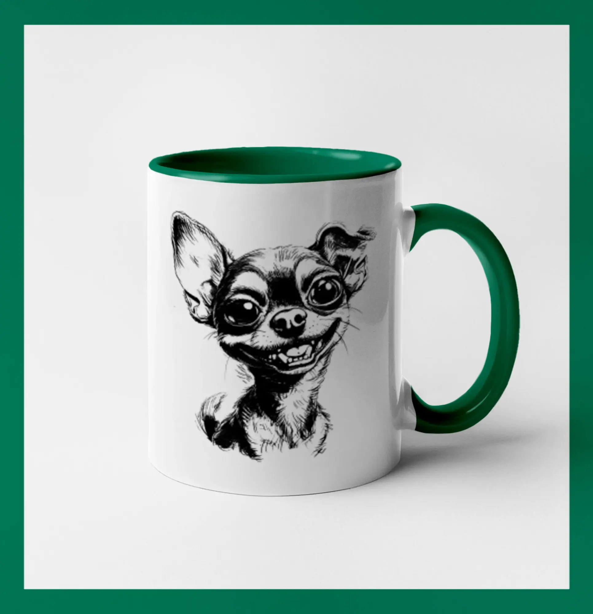 Černobílá karikatura čivava