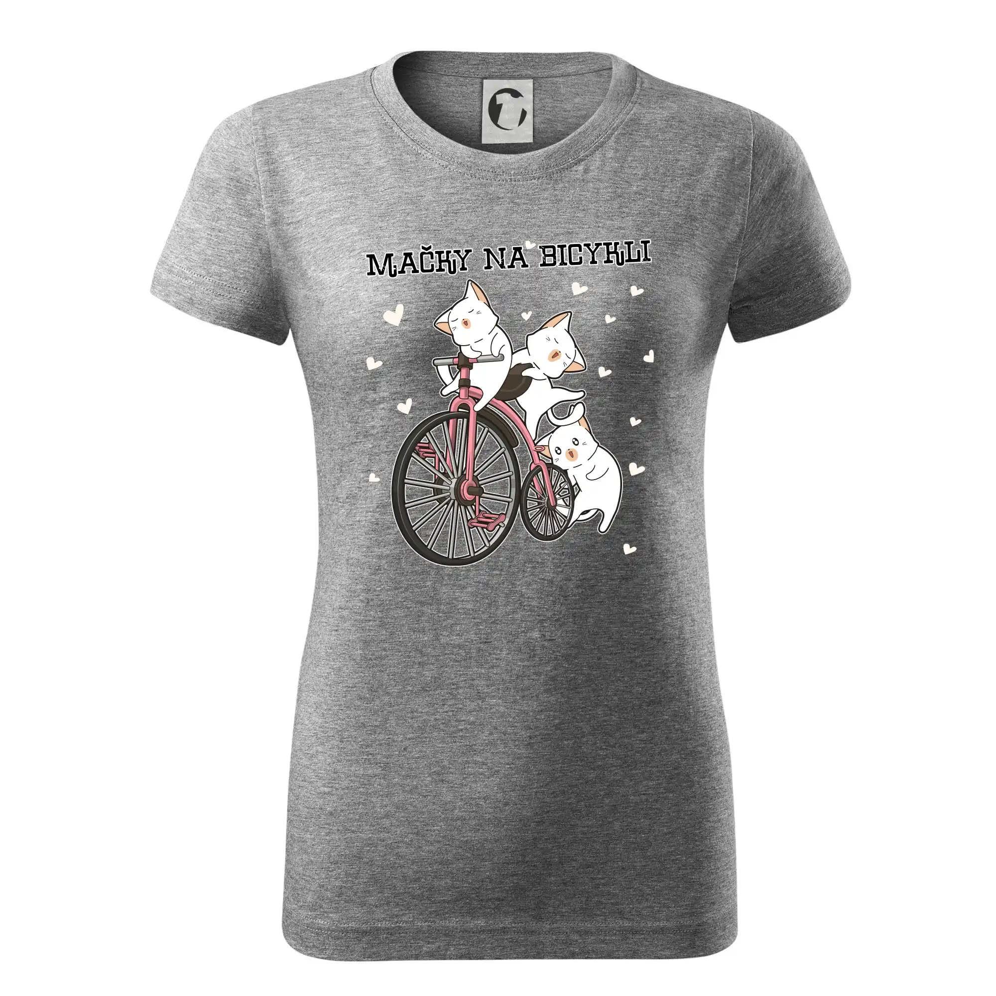 Tričko ako darček pre cyklistu - Mačky na bicykli - Dámske tričko basic - ľahko voľnejšie a dlhšie
