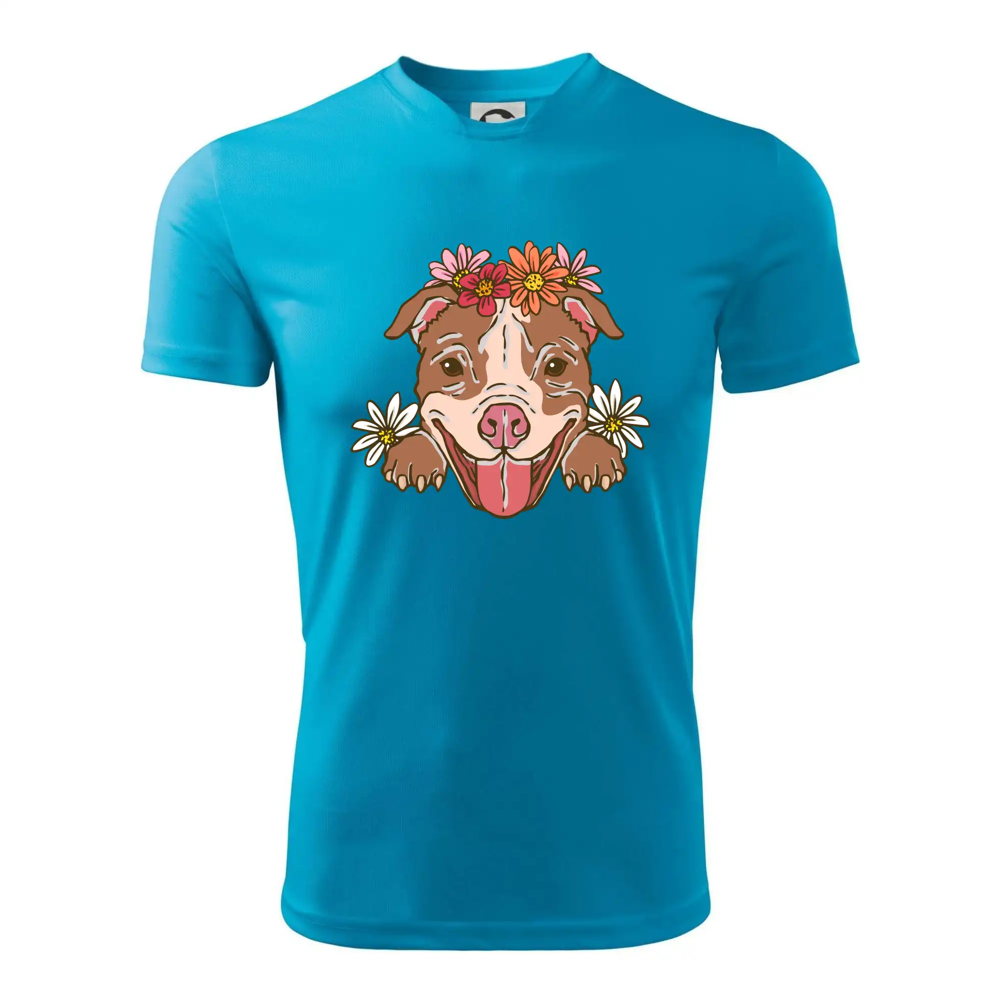 Americký stafordširský teriér hlava s květinami