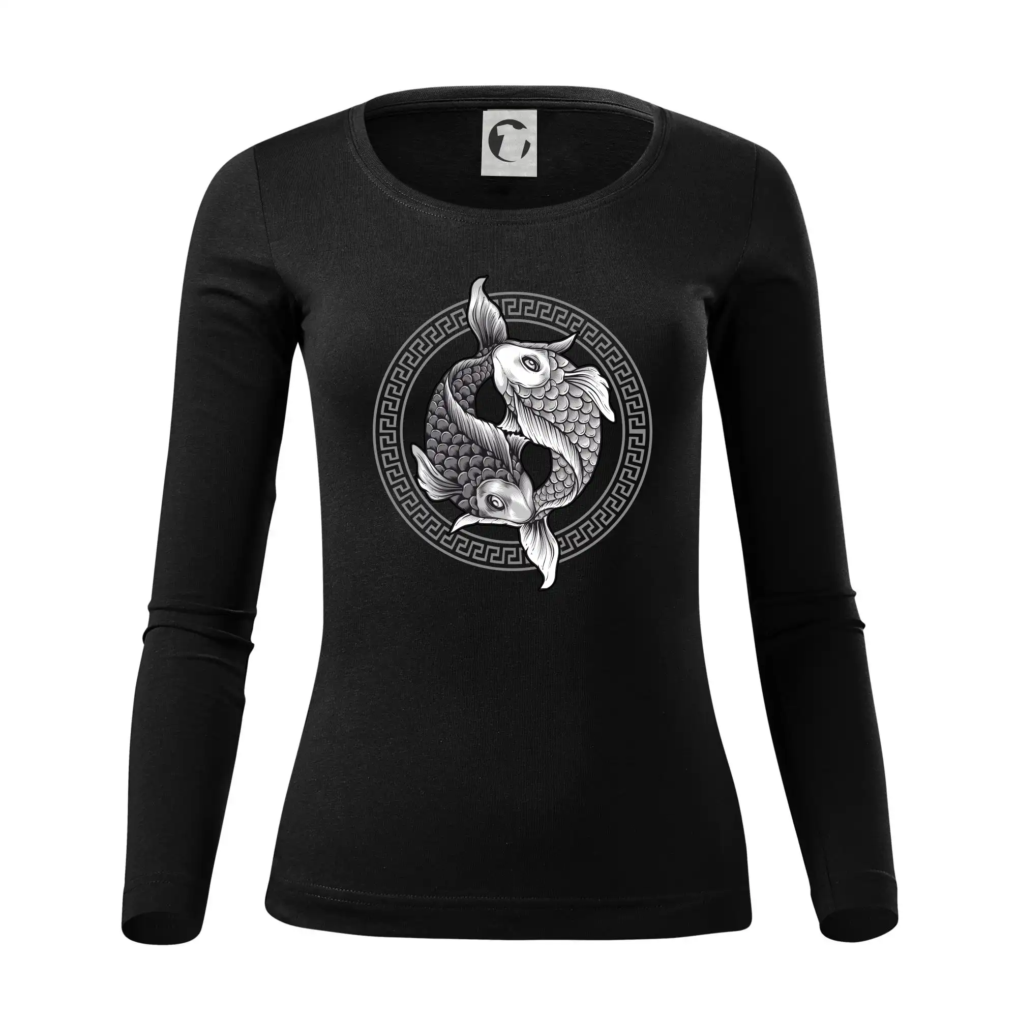 Tričká pre rybárov s potlačou - Yin & Yang ryby čiernobiele - Dámske tričko FIT-T LS - zužené
