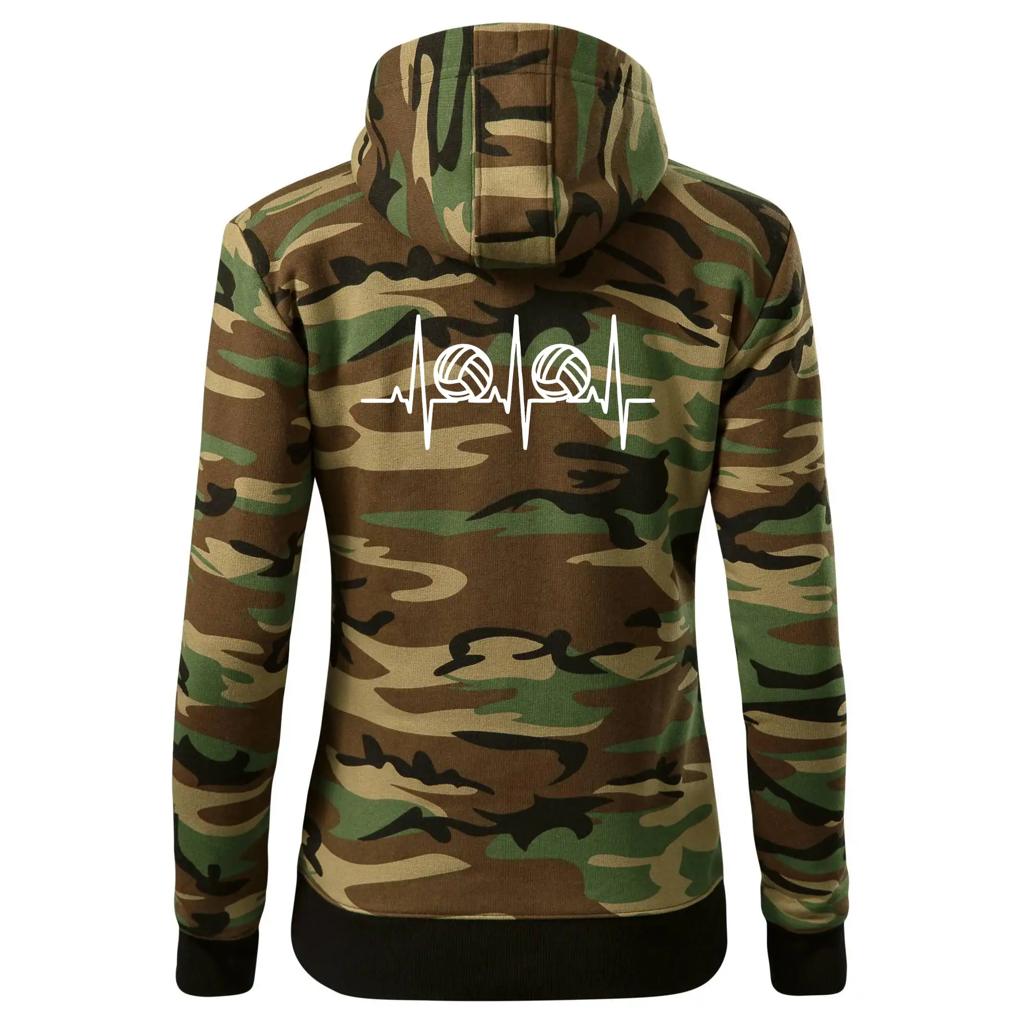 Trička na volejbal - Volejbal ekg - Mikina dámska trendy zipper s kapucňou