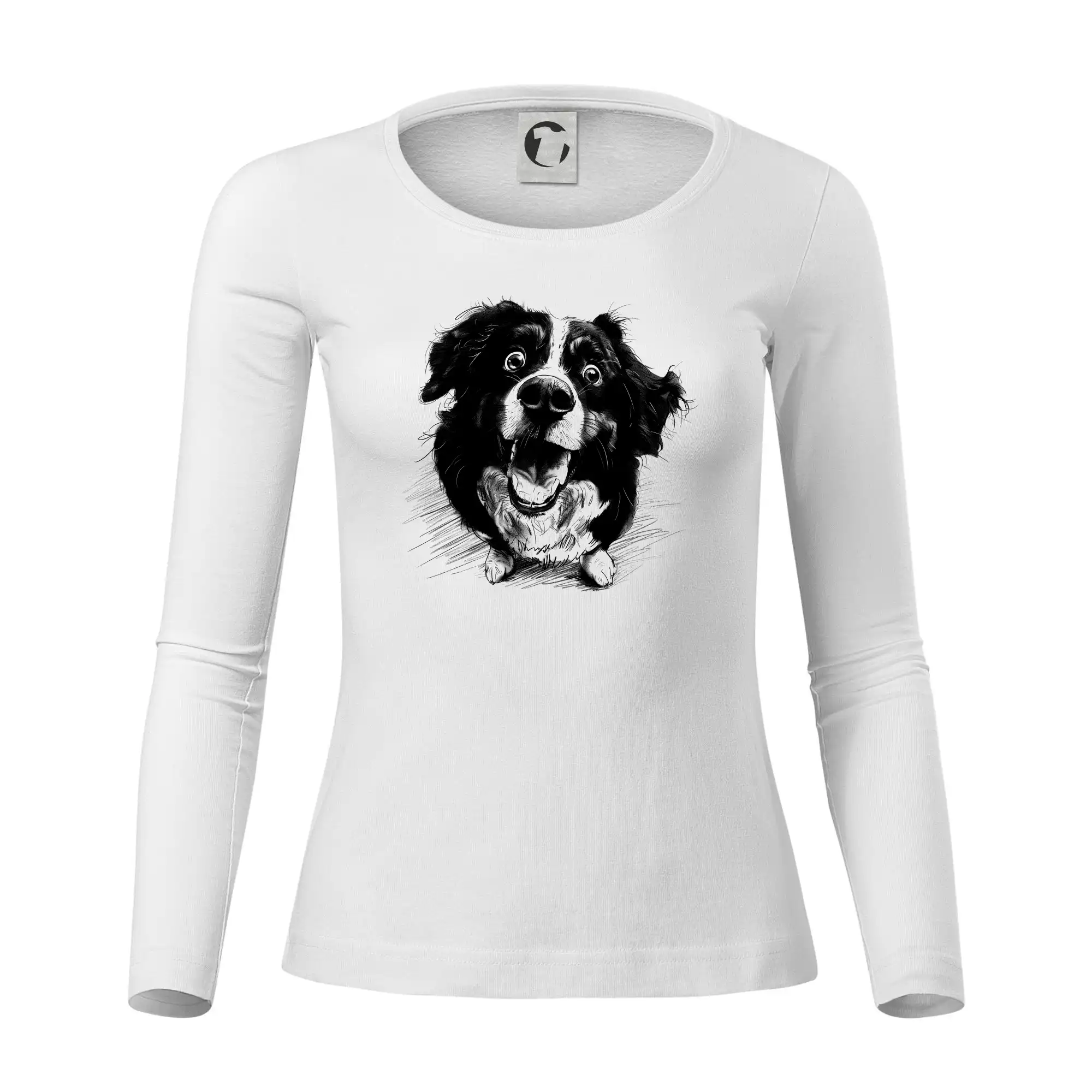 Černobílá karikatura Bernský salašnický pes