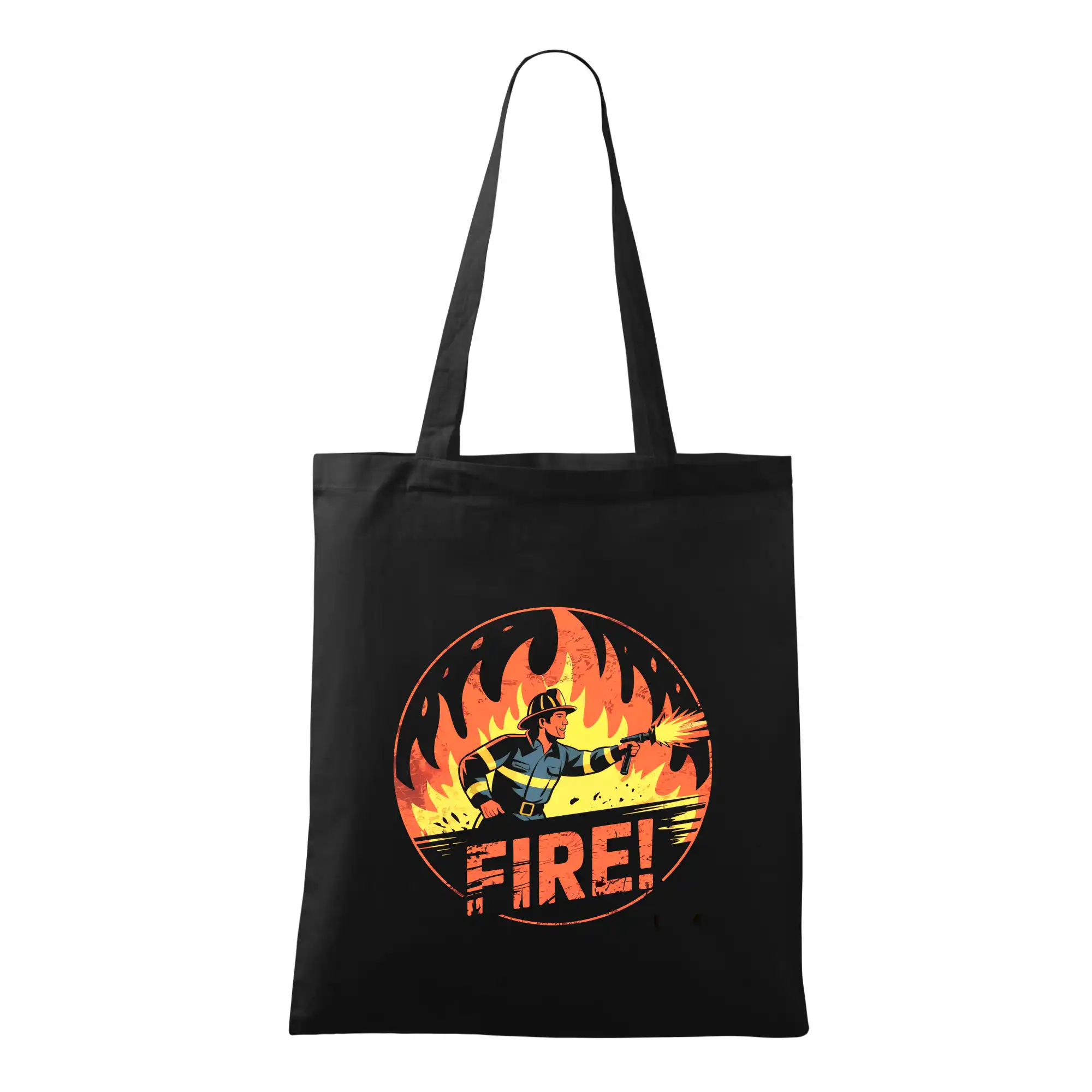 Originálne tričká pre hasičov - Logo okrúhle FIRE - Taška bavlnená
