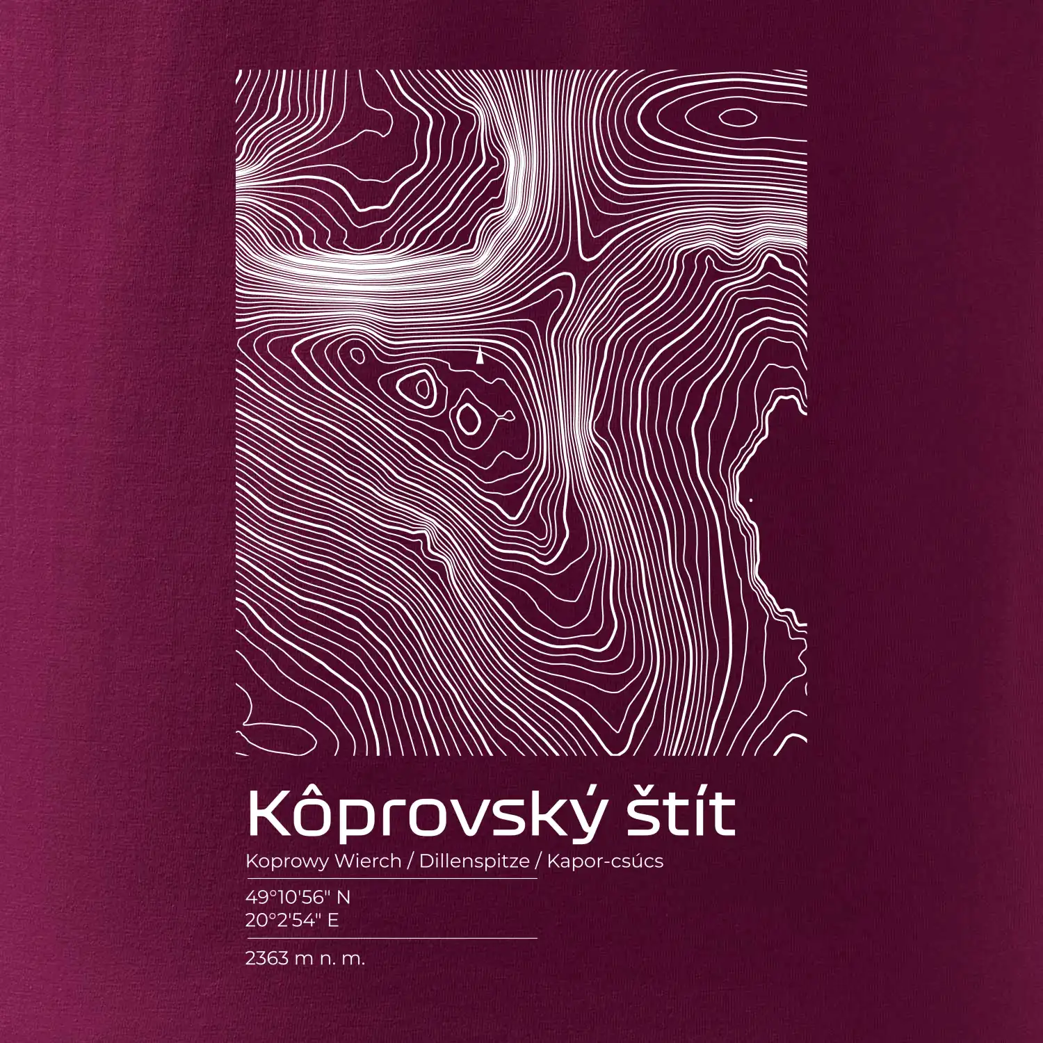 Kôprovský štít - vrstevnice v obdélníku