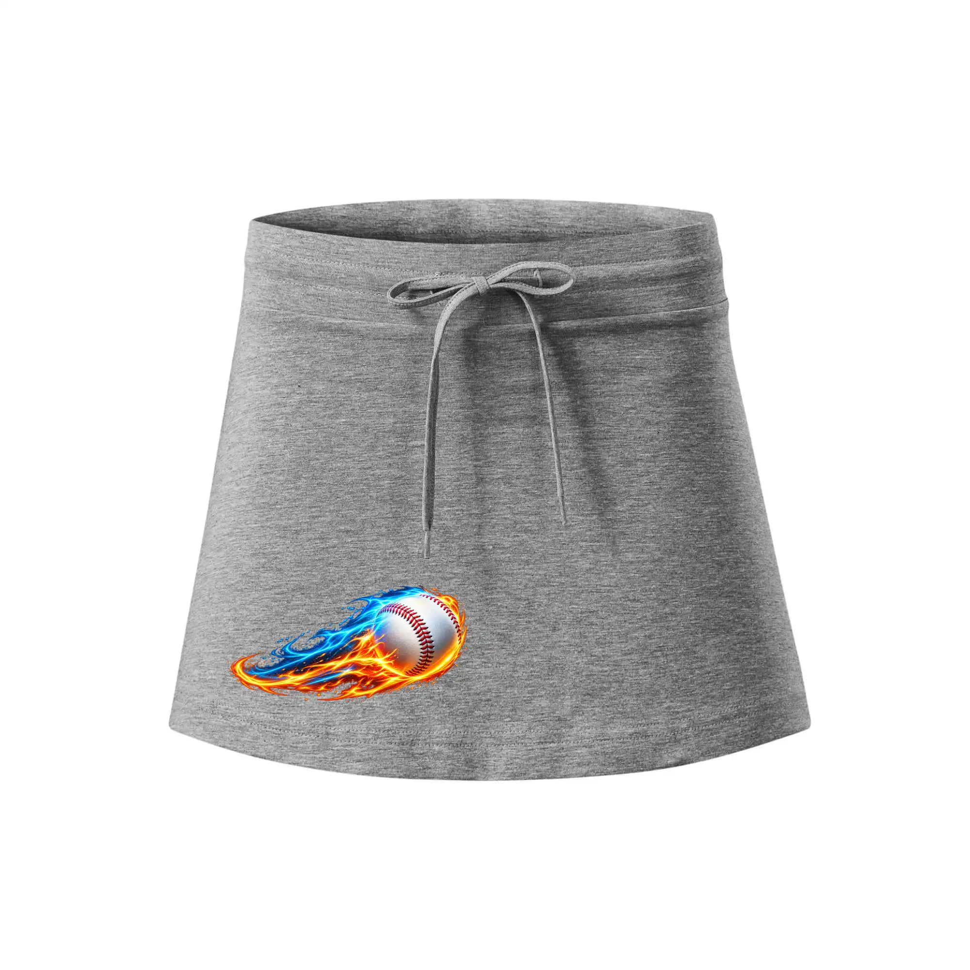 Letící baseballový míček v plamenech