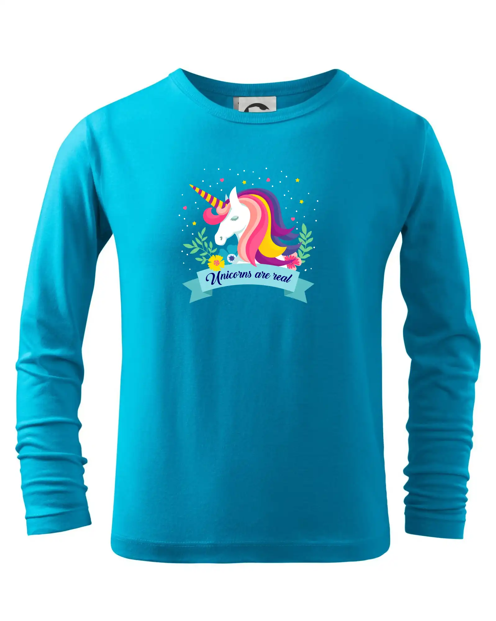 Tričká s jednorožcom - Unicorns are real dúhový - Tričko detské Long Sleeve