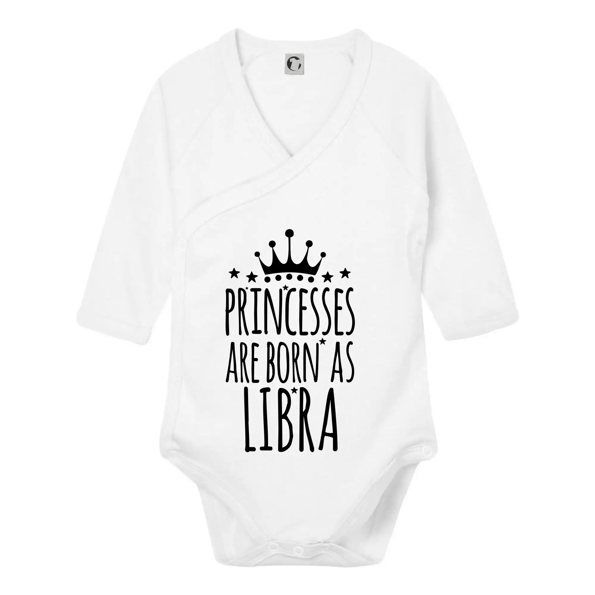 Tričká váhy - Princesses are born as Libra - Váhy - Body zavinovacie s dlhým rukávom