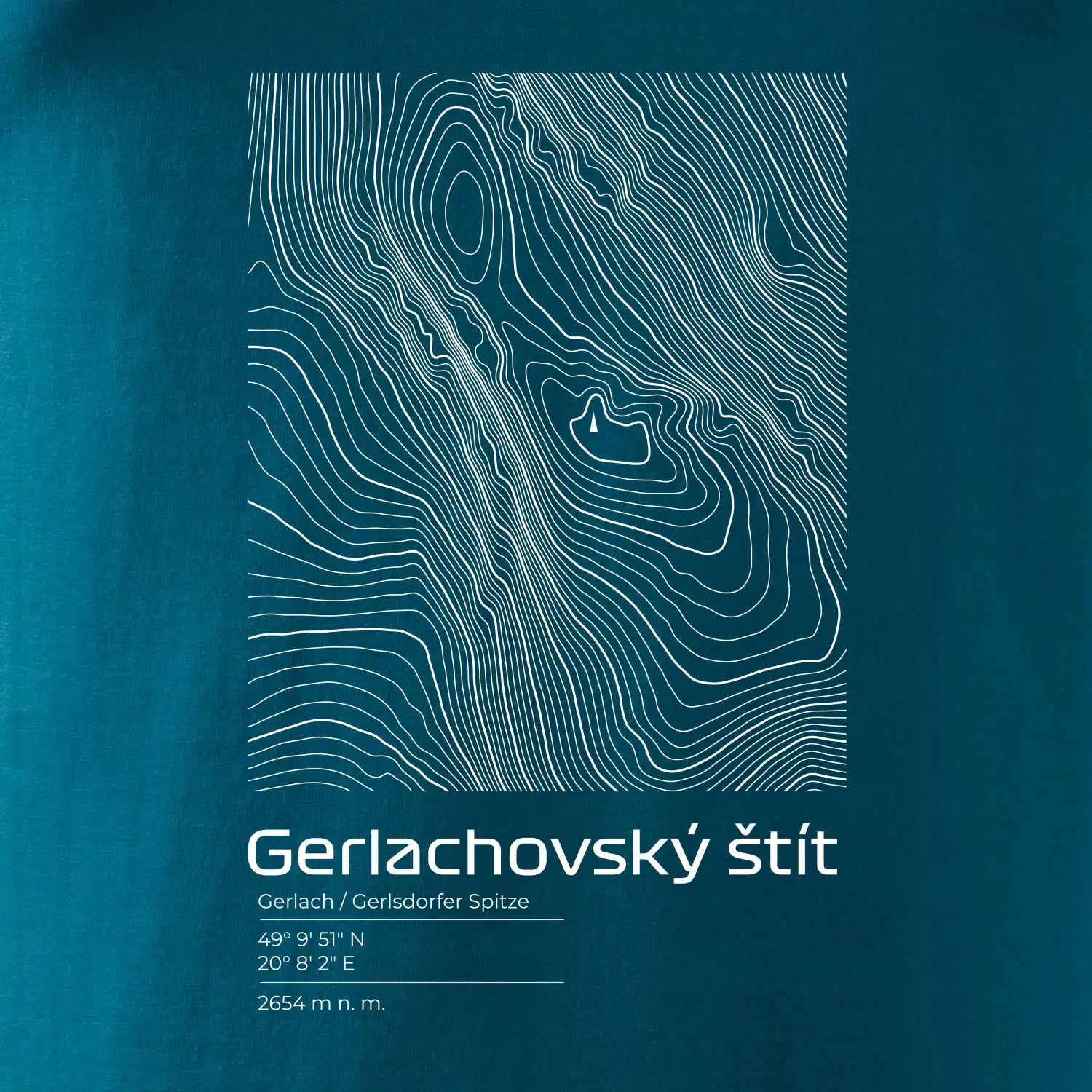 Gerlachovský štít - vrstevnice v obdélníku