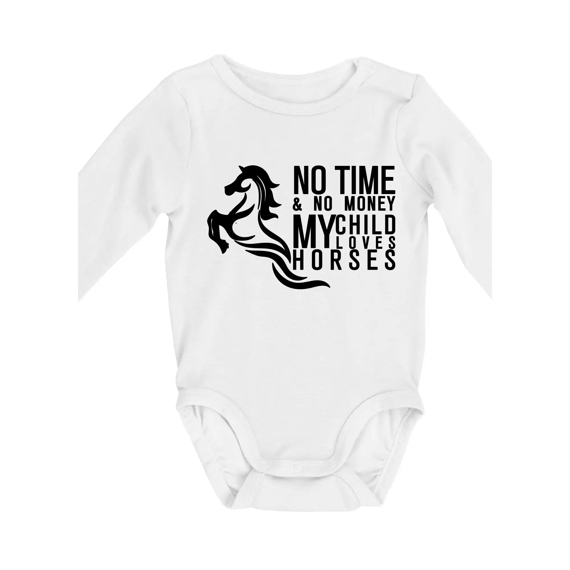 Tričká s koňmi - No time no money my child loves horses - Body dojčenské s dlhým rukávom