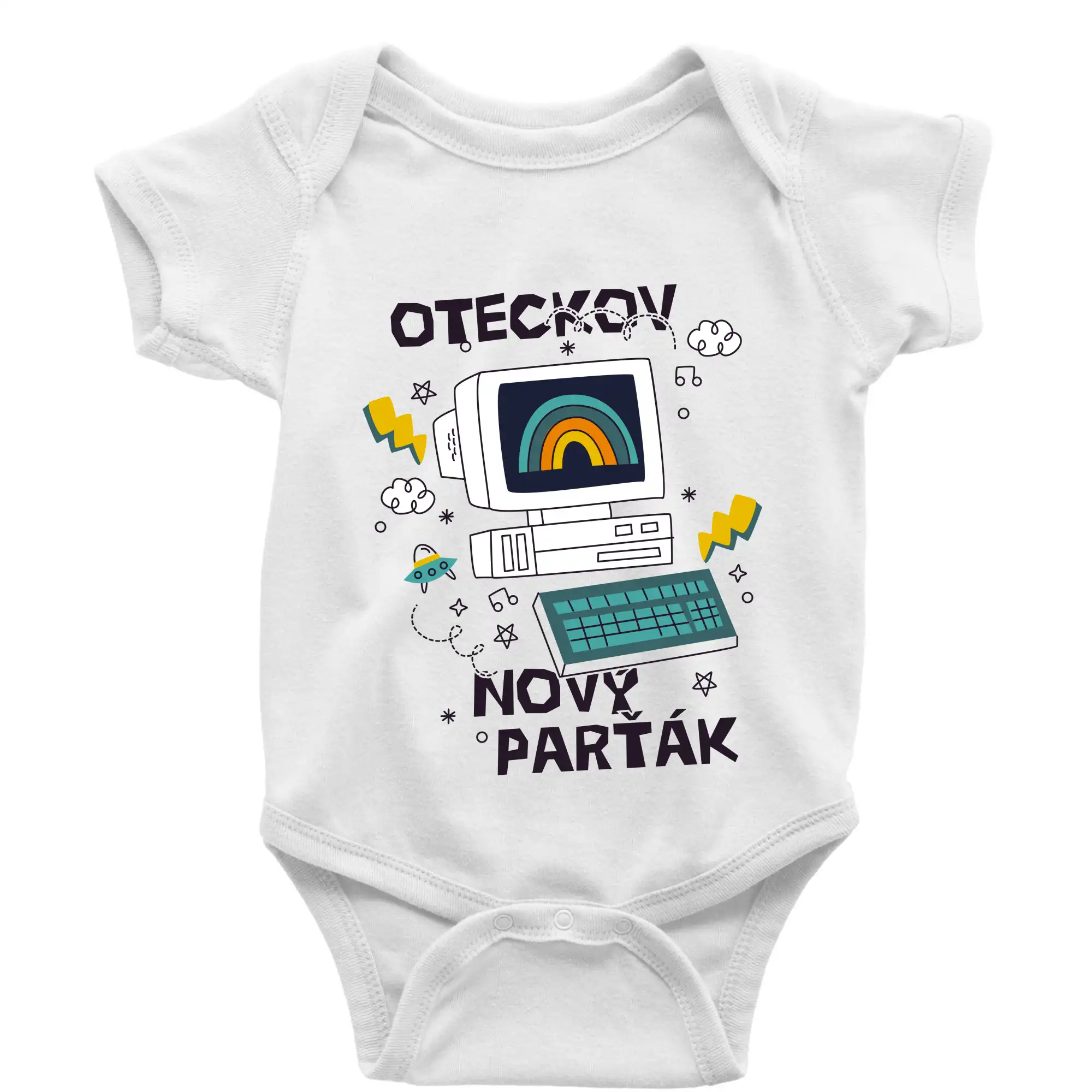 Oteckov nový parťák - počítač - Body dojčenské s krátkym rukávom
