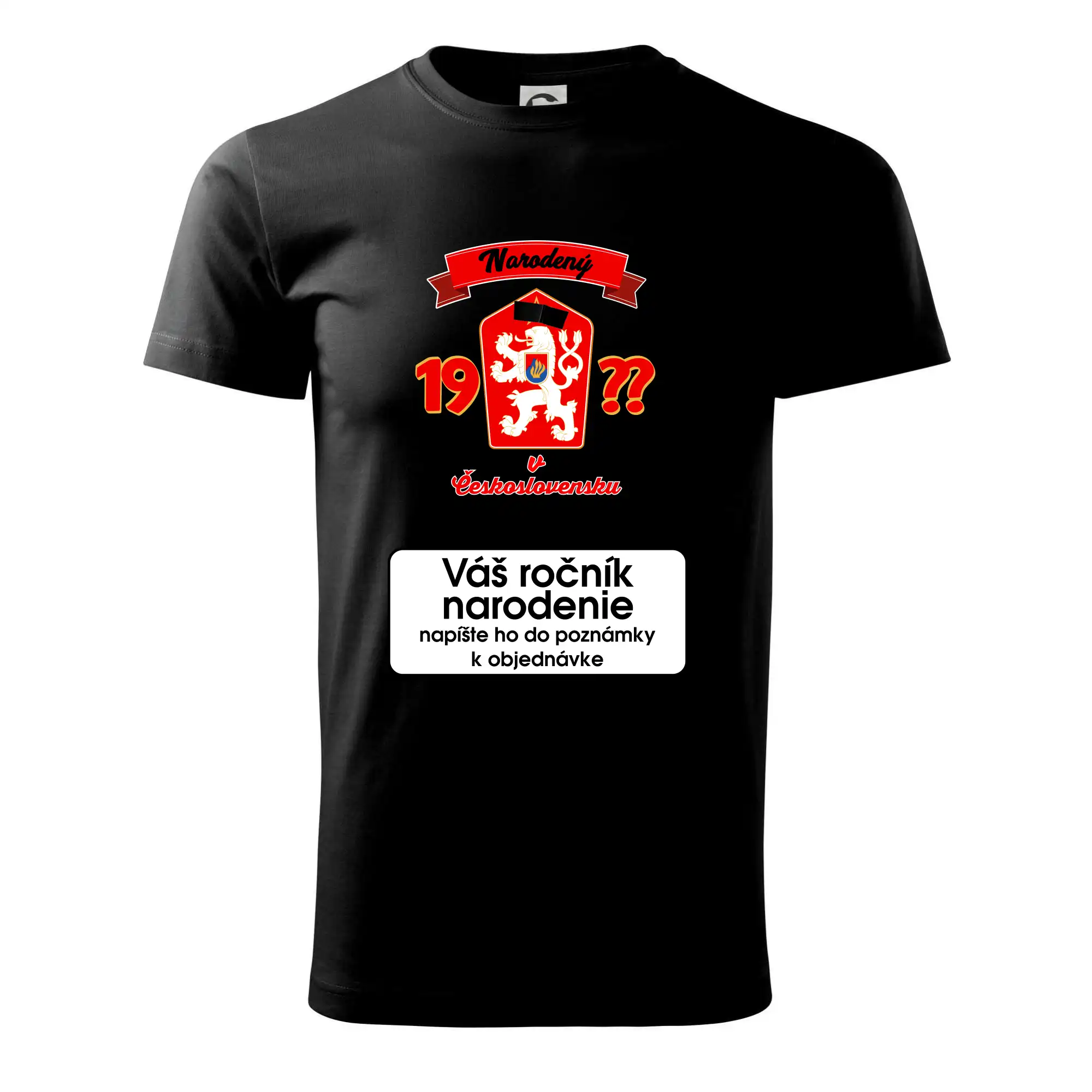 Prelepená hviezda - Narodený v Československu - vlastný ročník - Tričko extra veľké  (5-8XL)