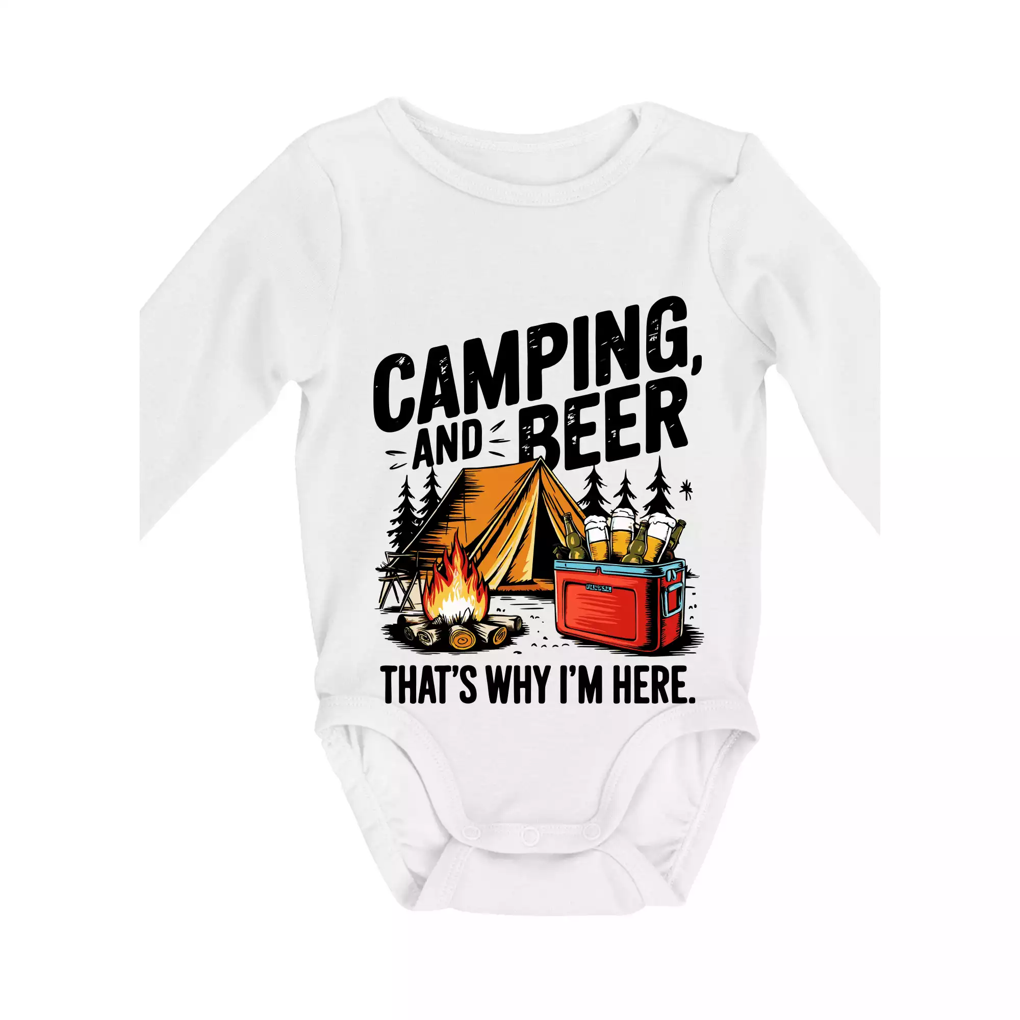 Černý nápis nápis Camping and beer