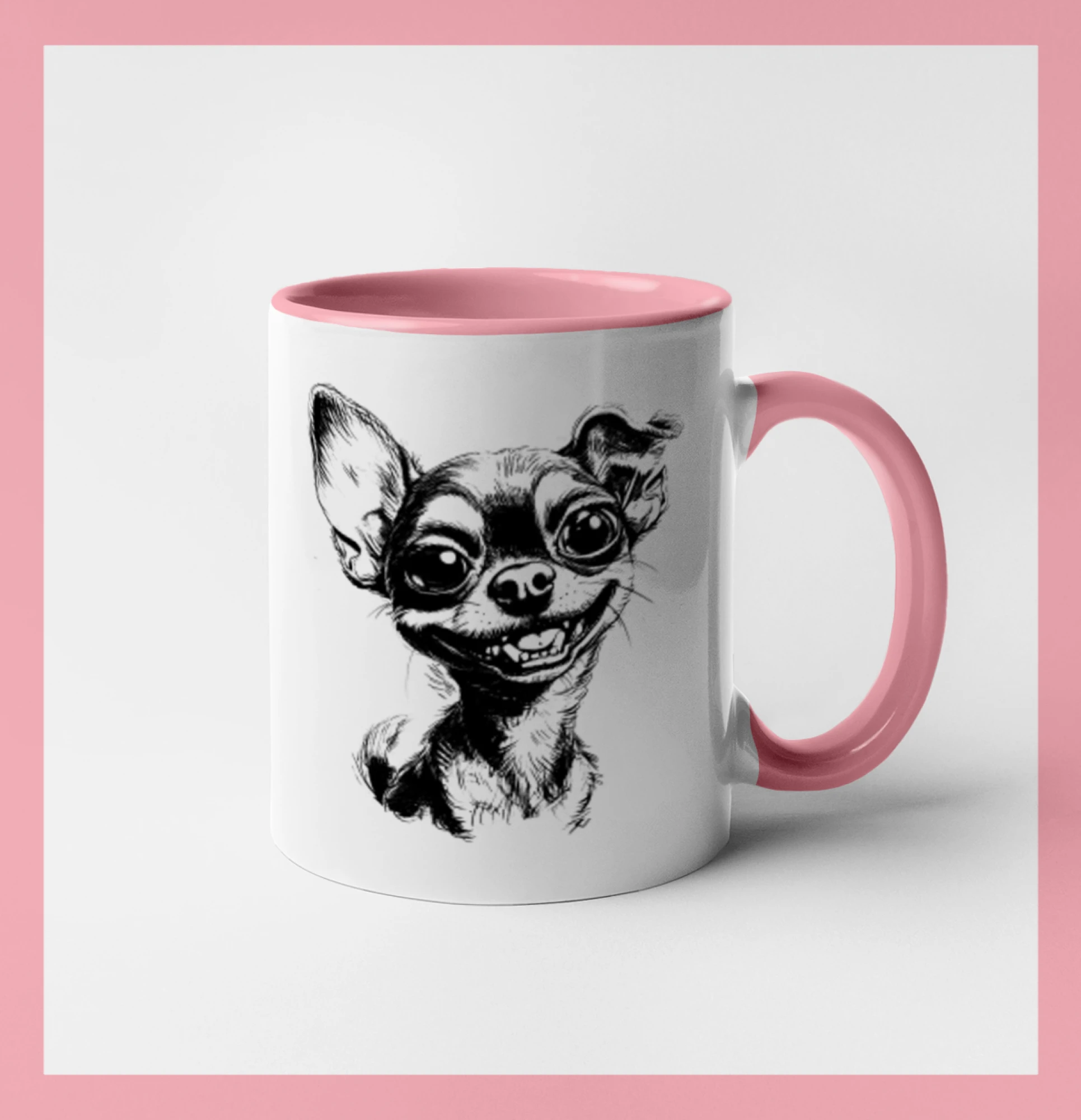 Černobílá karikatura čivava