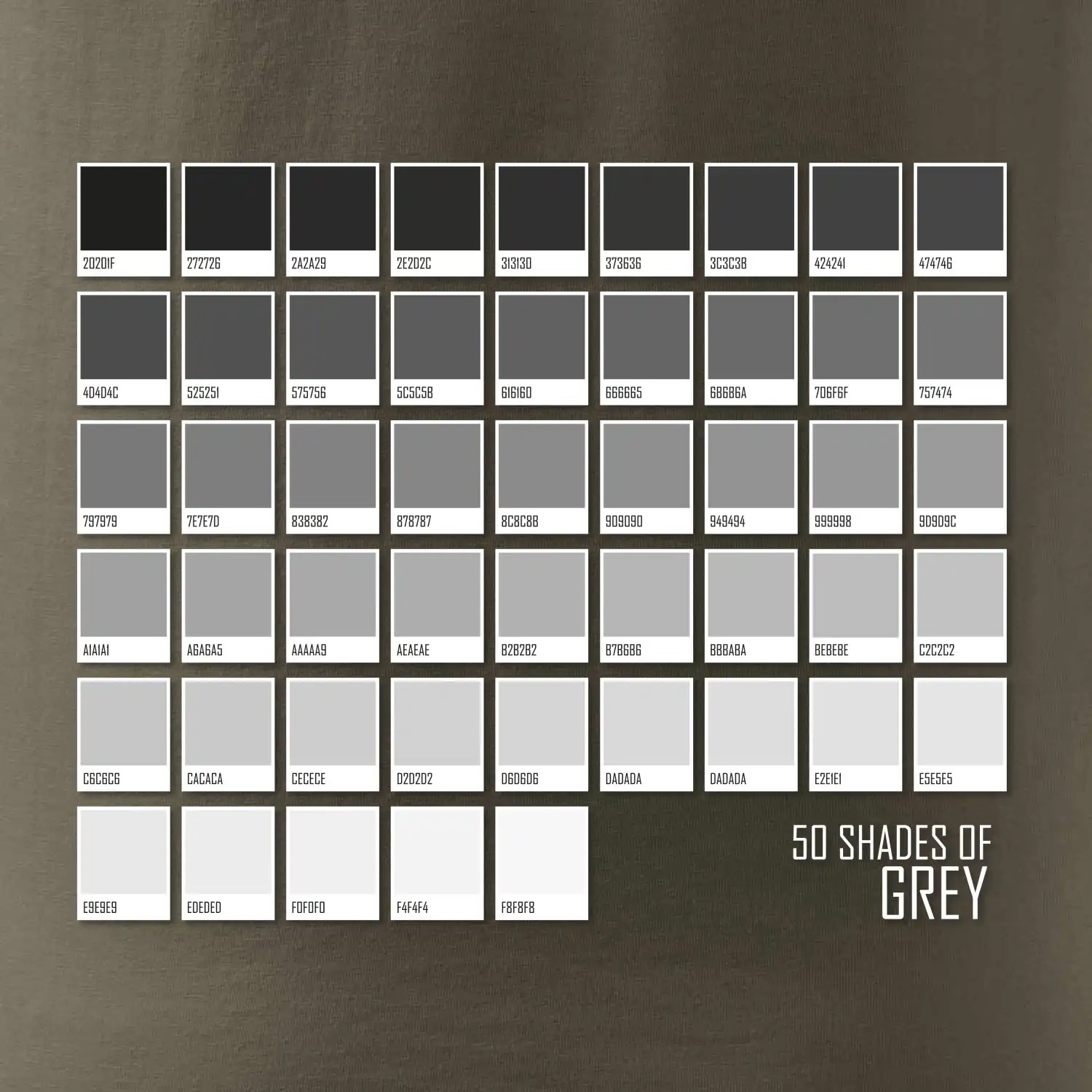 50 barevných odstínů šedi
