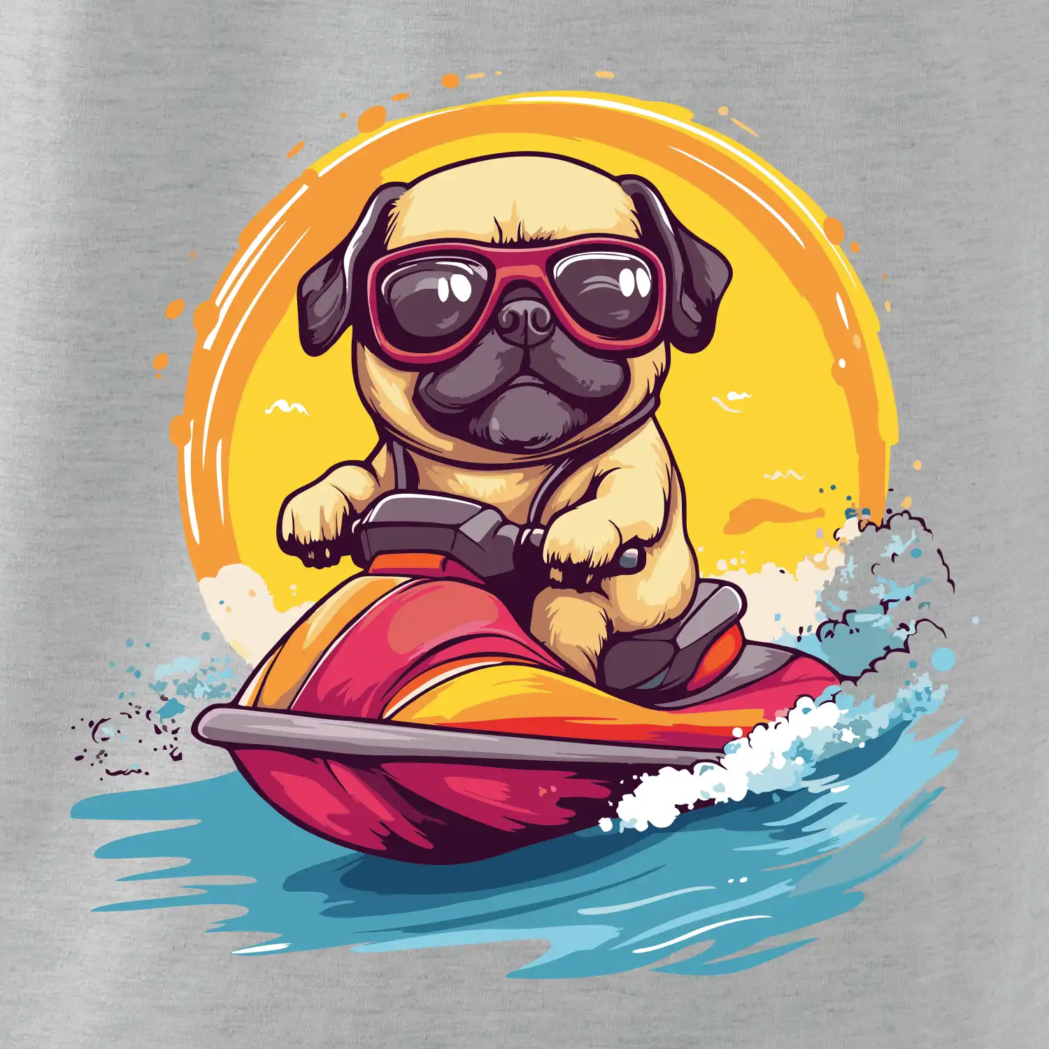 Mops na vodním skútru