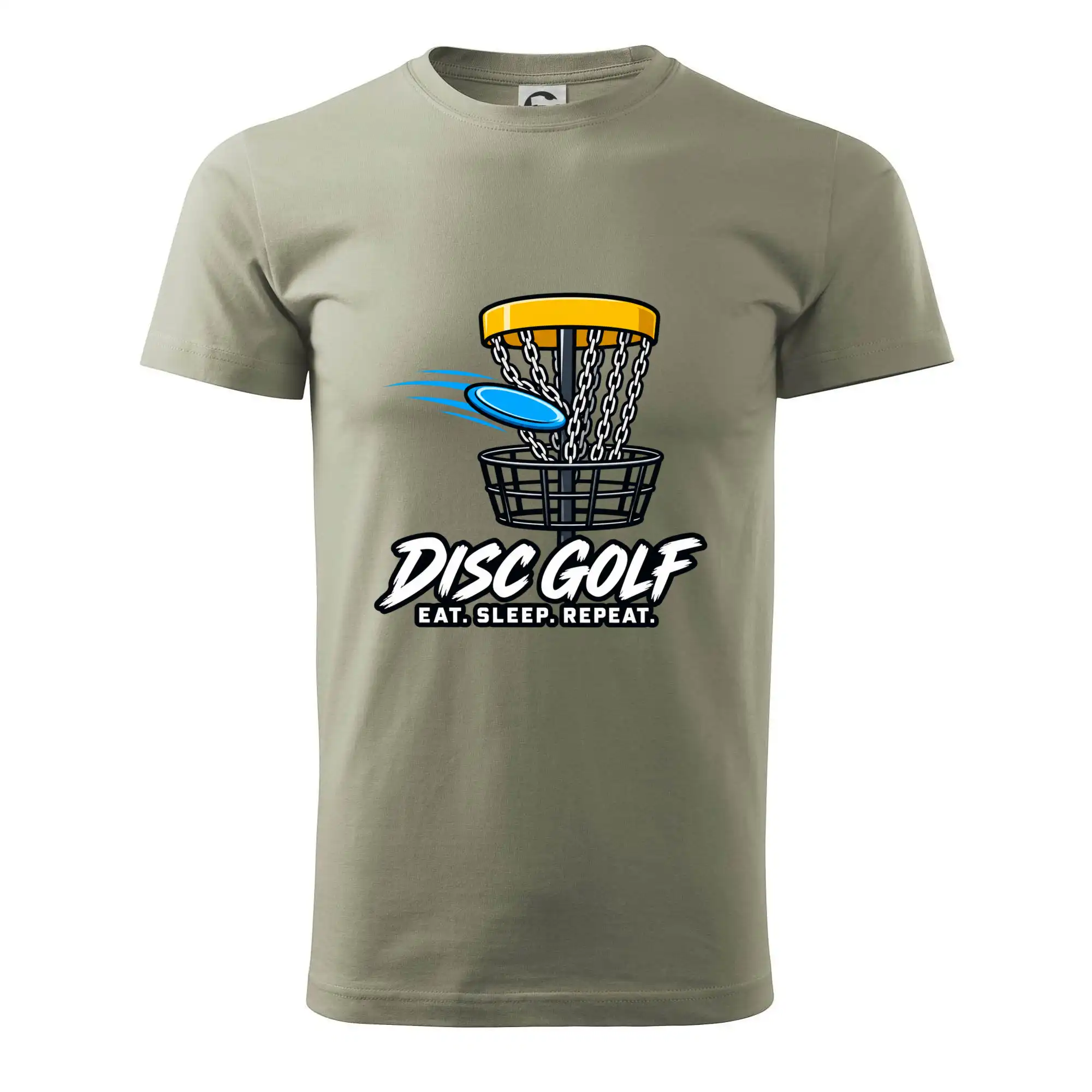 Discgolfový koš s letícím diskem eat sleep repeat
