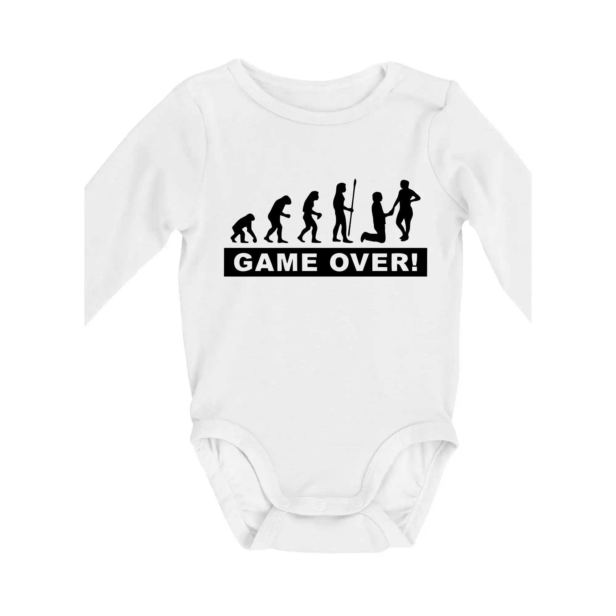 Svadobné tričká - Game over evolúcia - Body dojčenské s dlhým rukávom
