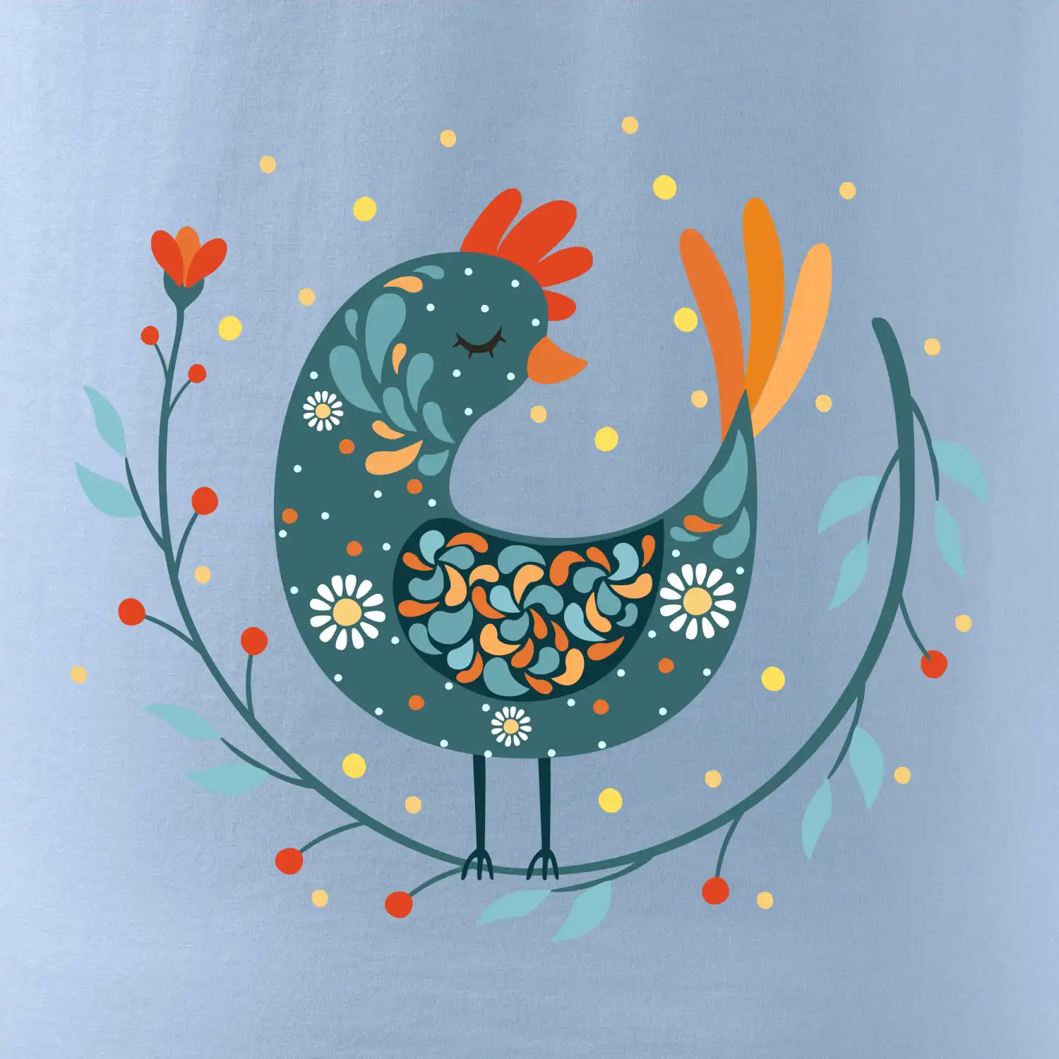 Folklor - slepice s kopretinou