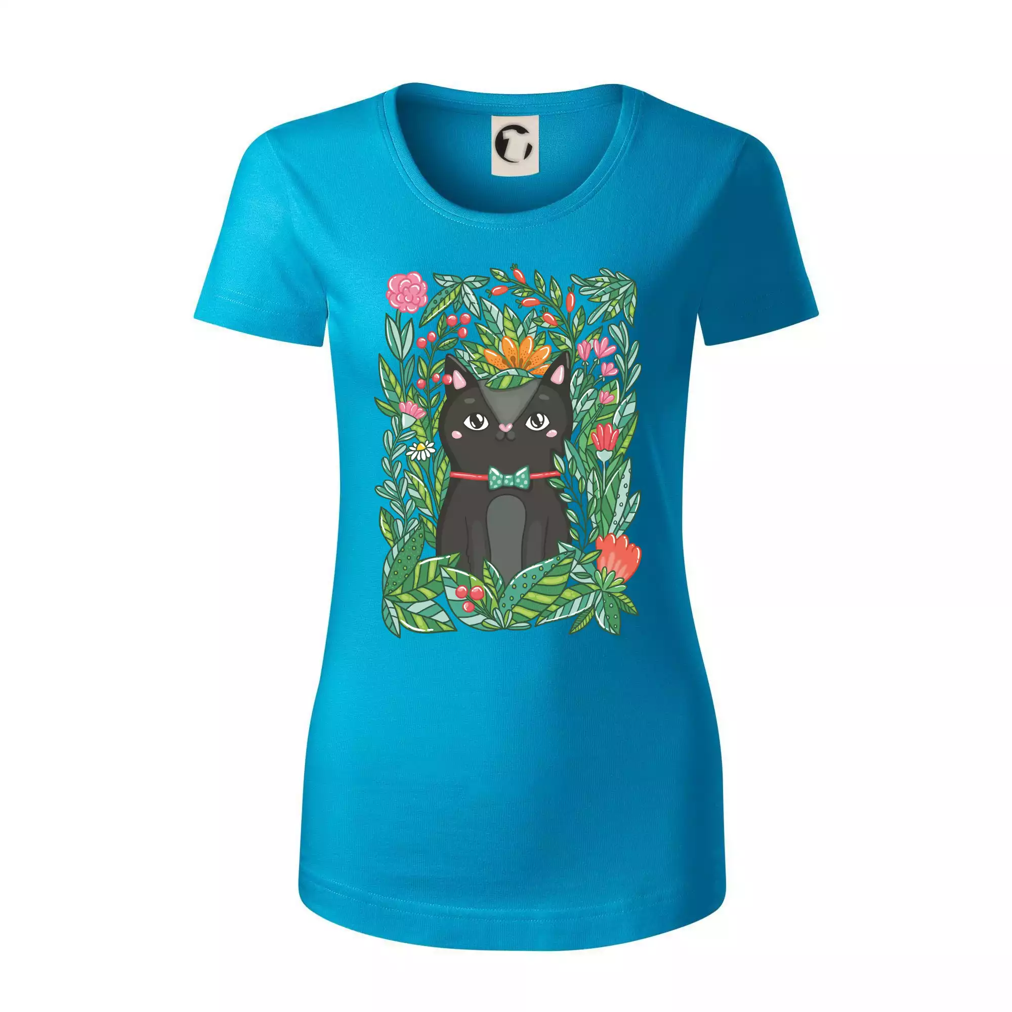 Kočka s květy malovaná