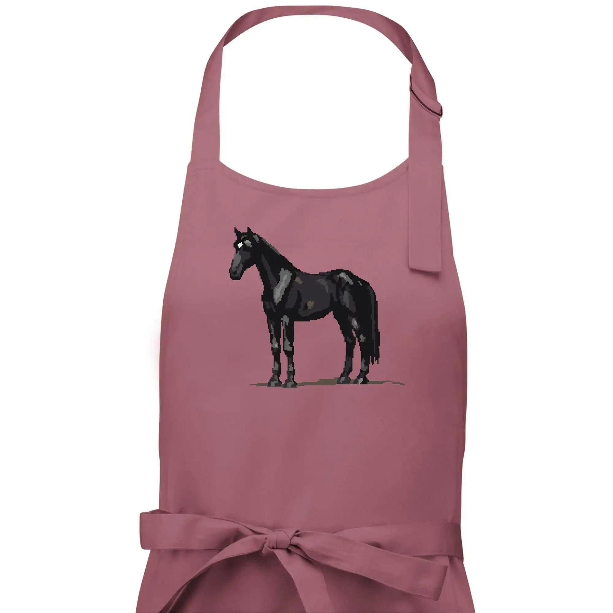 Tričká s koňmi - Čierny kôň pixel - Dámska zástera na varenie
