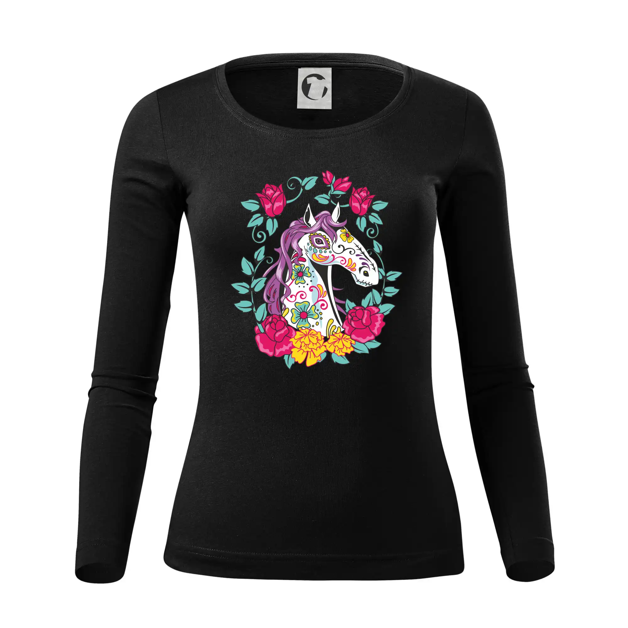 Kůň barevný s květinami