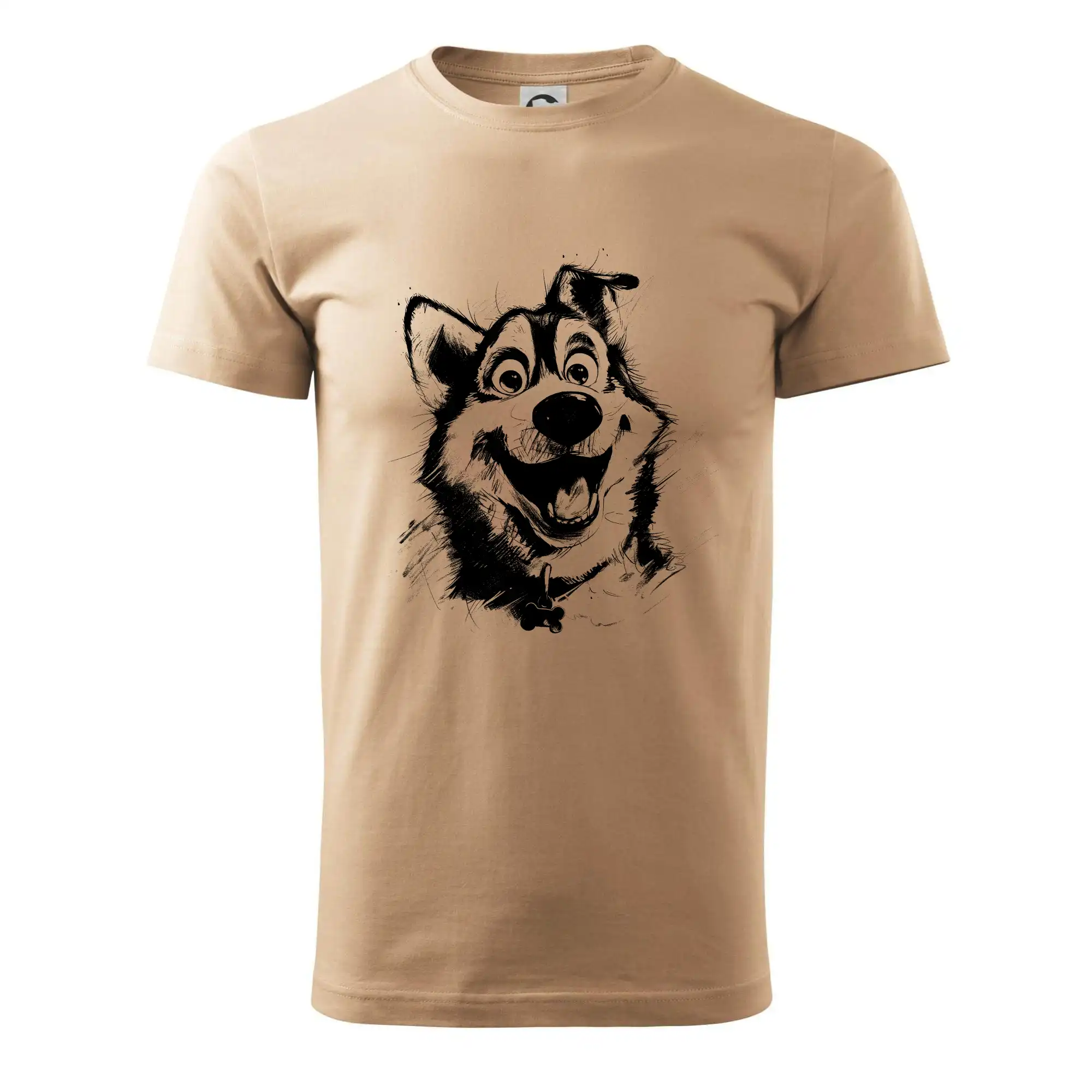 Černobílá karikatura husky