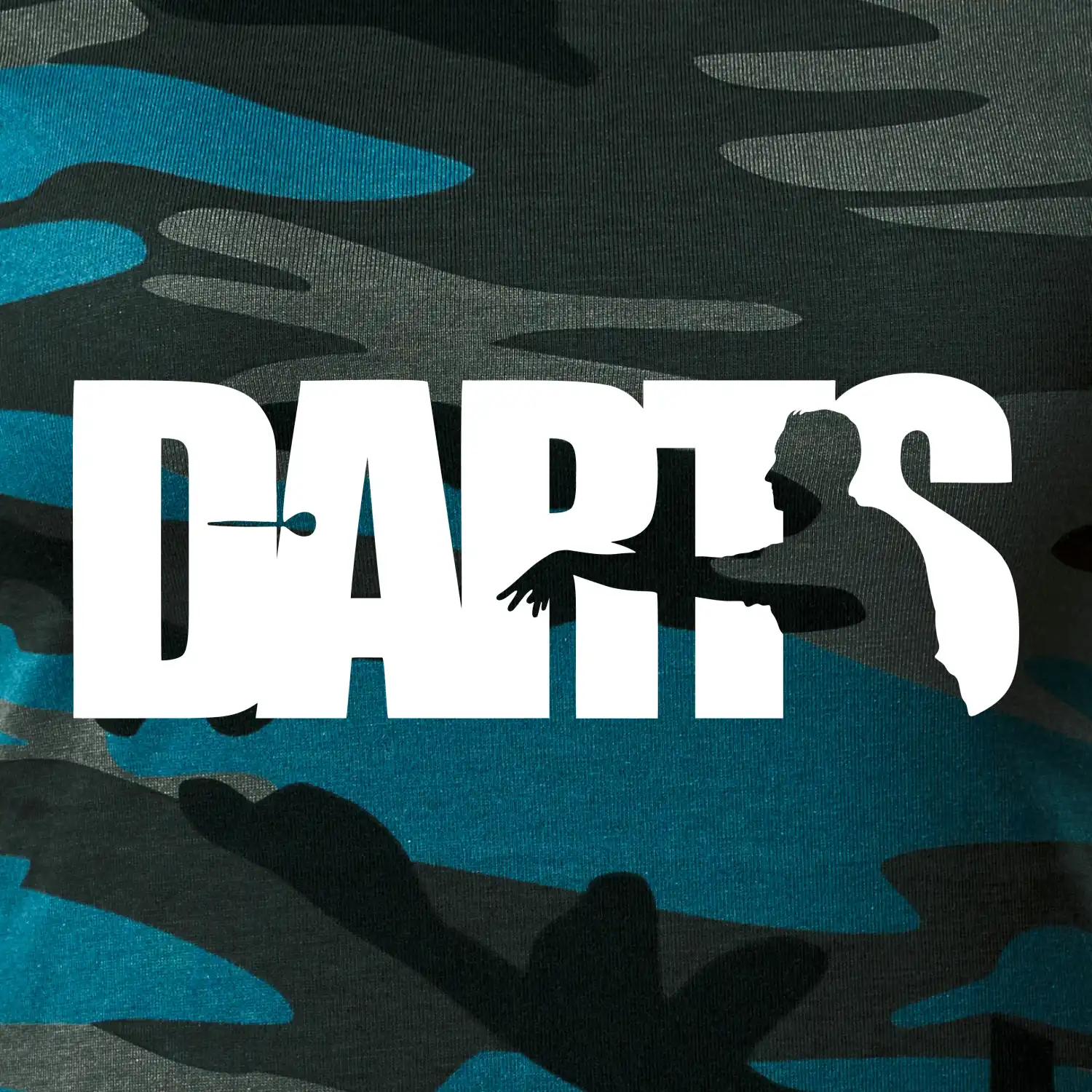 Darts - nápis se šipkařem