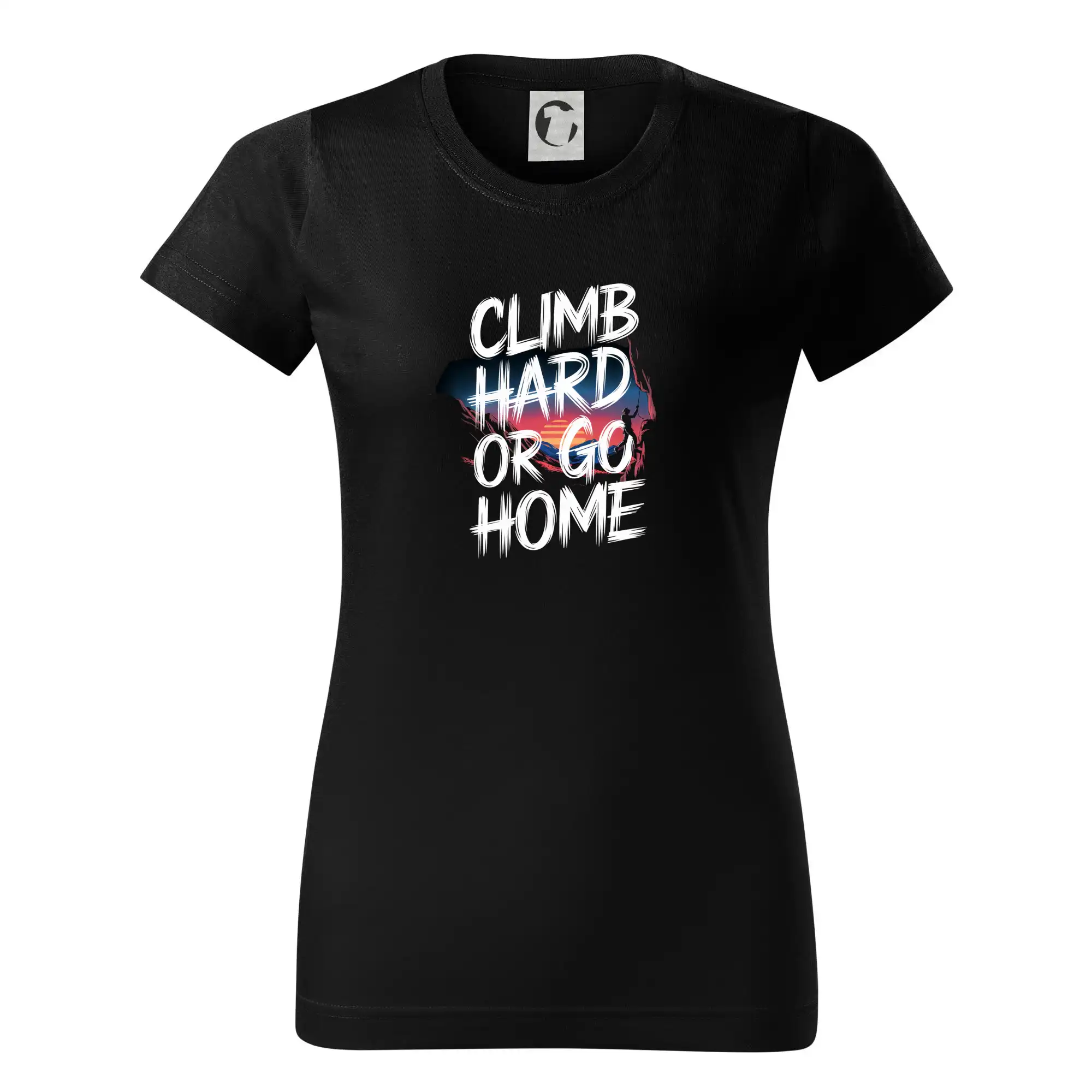 Trička pro horolezcov - Nočná krajina - Climb hard or go home - Dámske tričko basic - ľahko voľnejšie a dlhšie