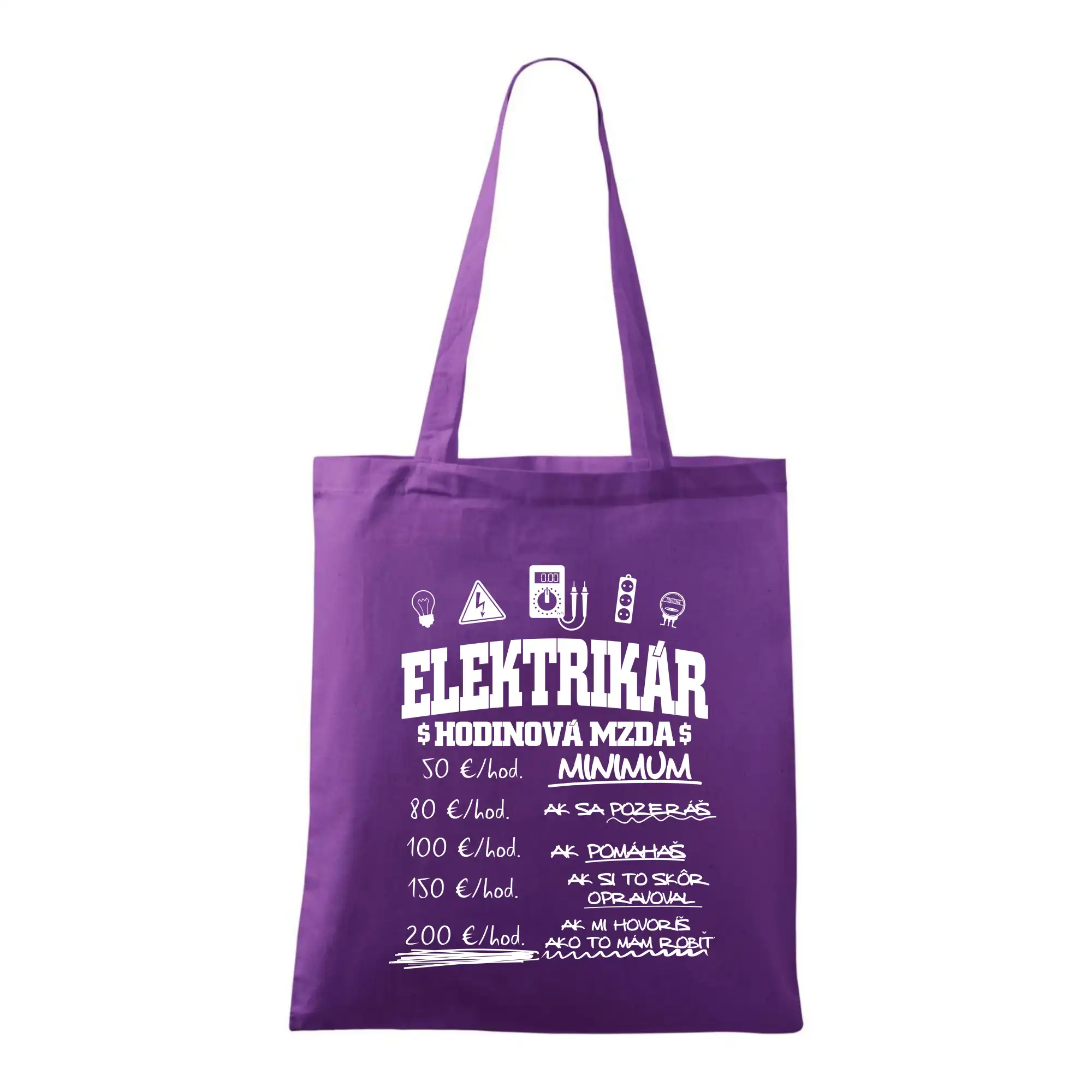 Vtipné tričká do práce - Hodinová mzda elektrikár - Taška bavlnená