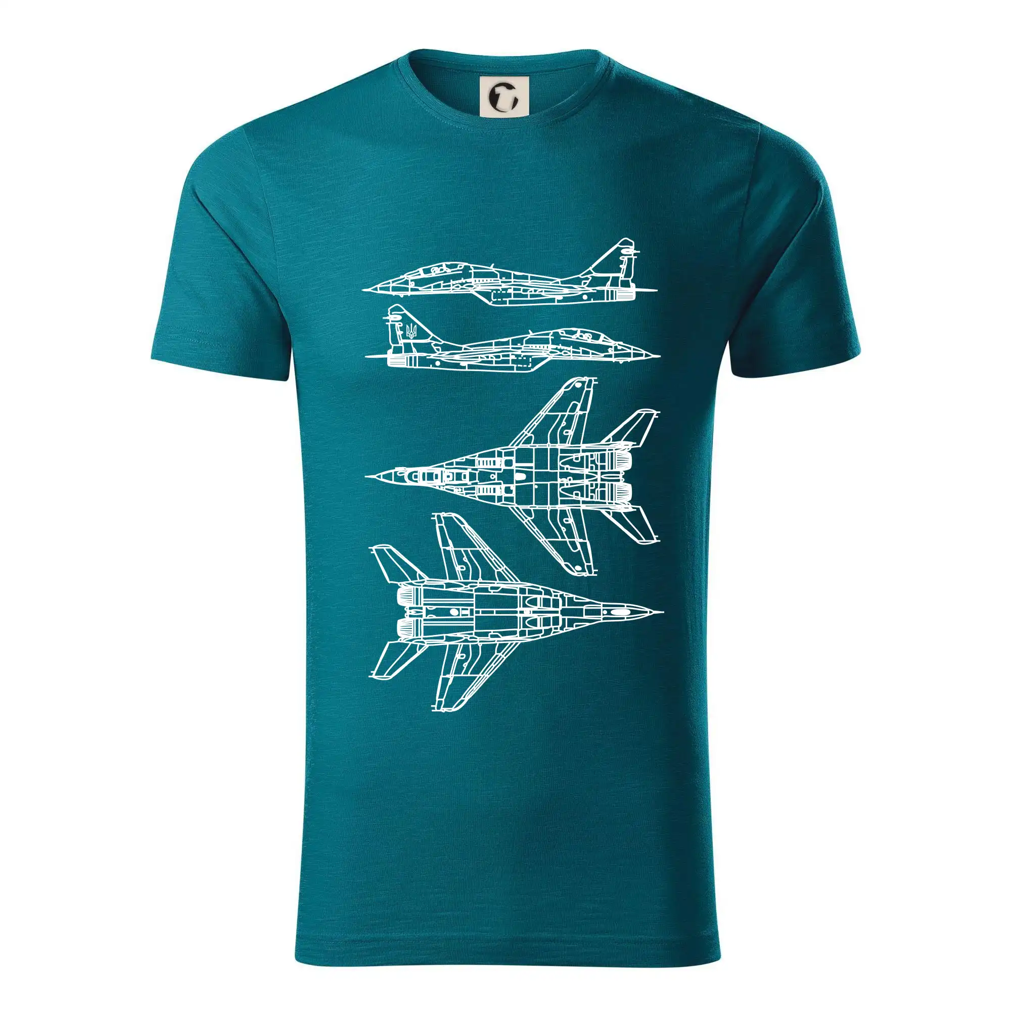 Tričká s vlajkou ukrajiny - Mig 29 Fulcrum - obrys - Tričko z organickej bavlny
