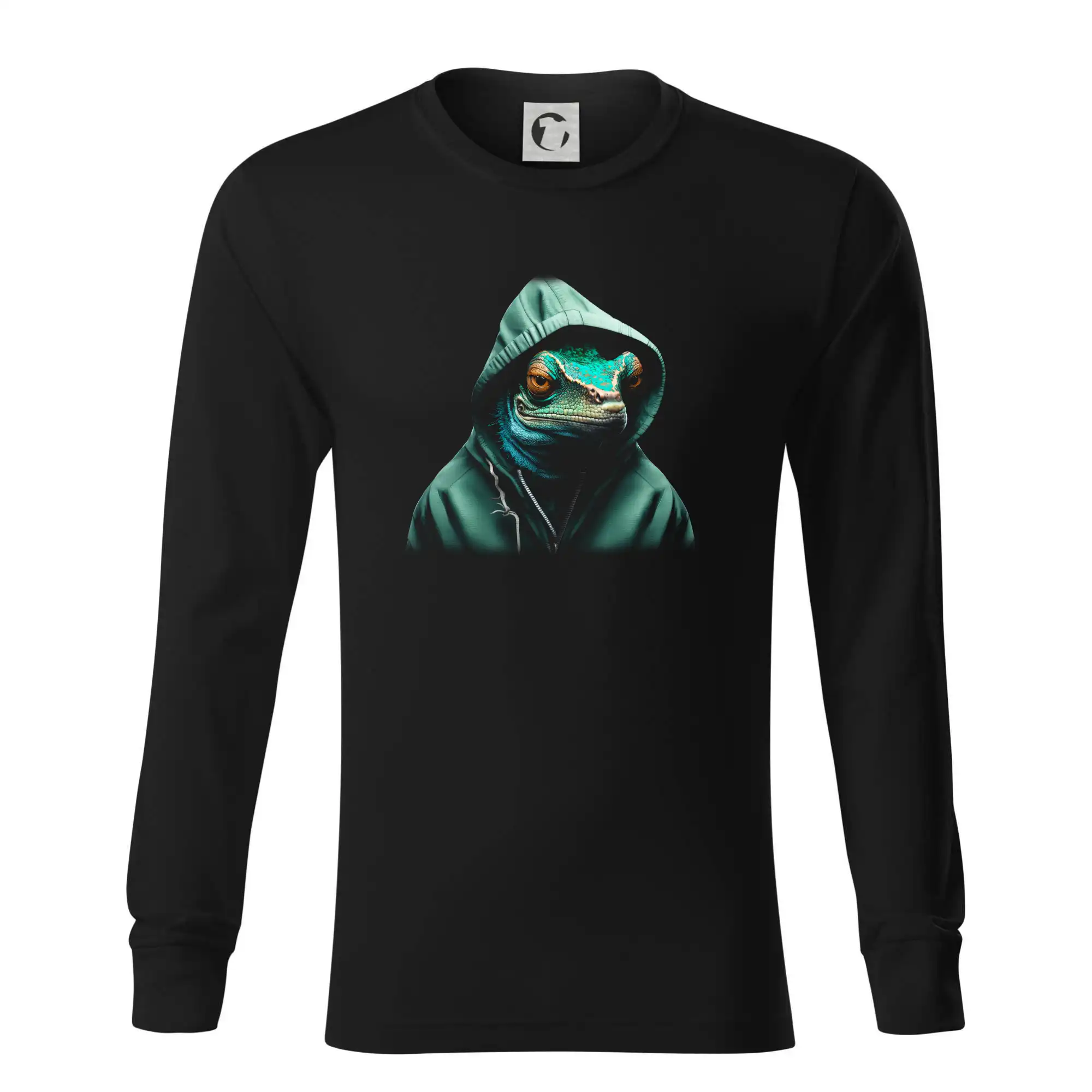 Tričká so zvieratami - Chameleon v mikině - Tričko s dlhým rukávom LS R05